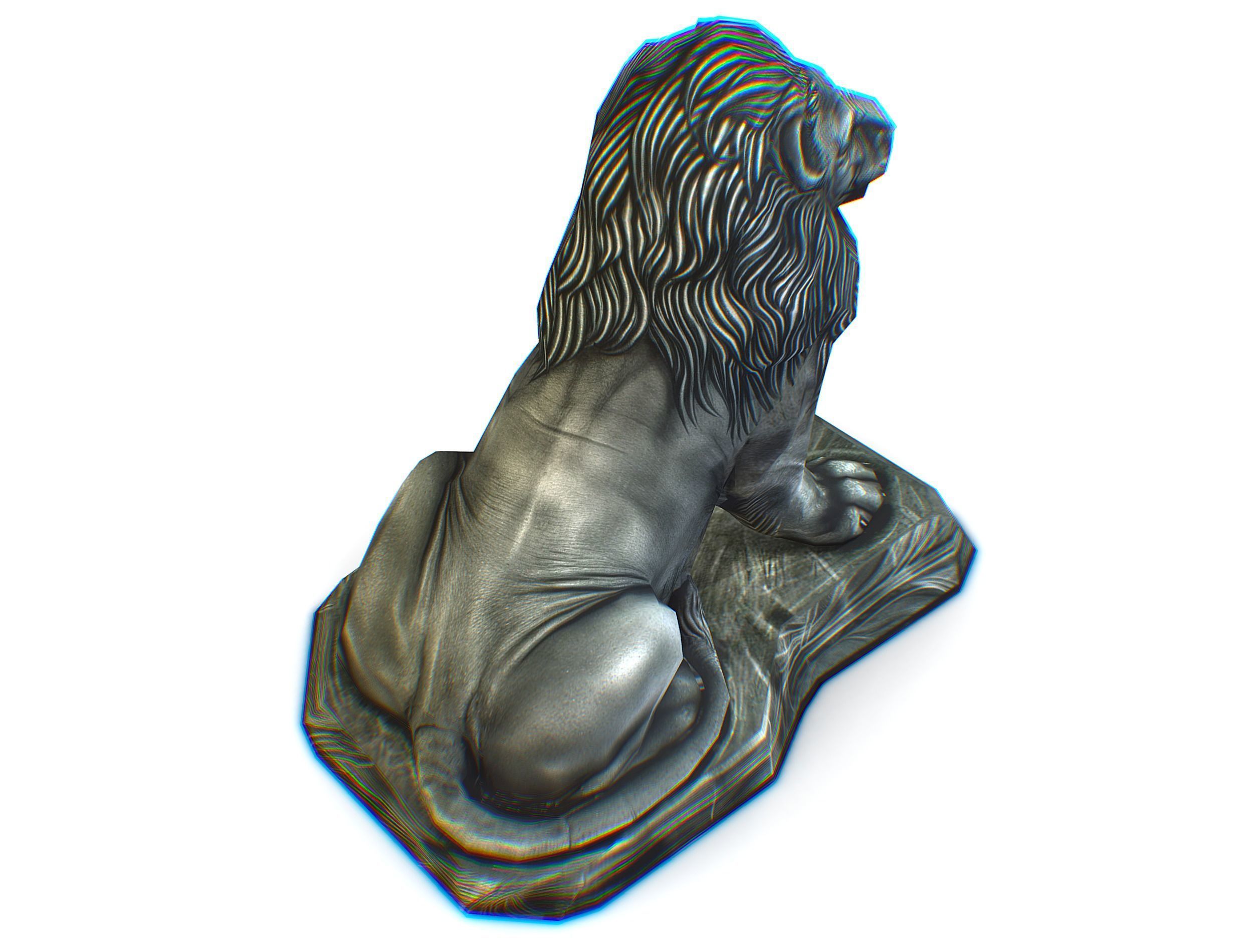 Low Poly 3d Statue Lion Dark Metal Cast Iron Low-poly 3D model_19