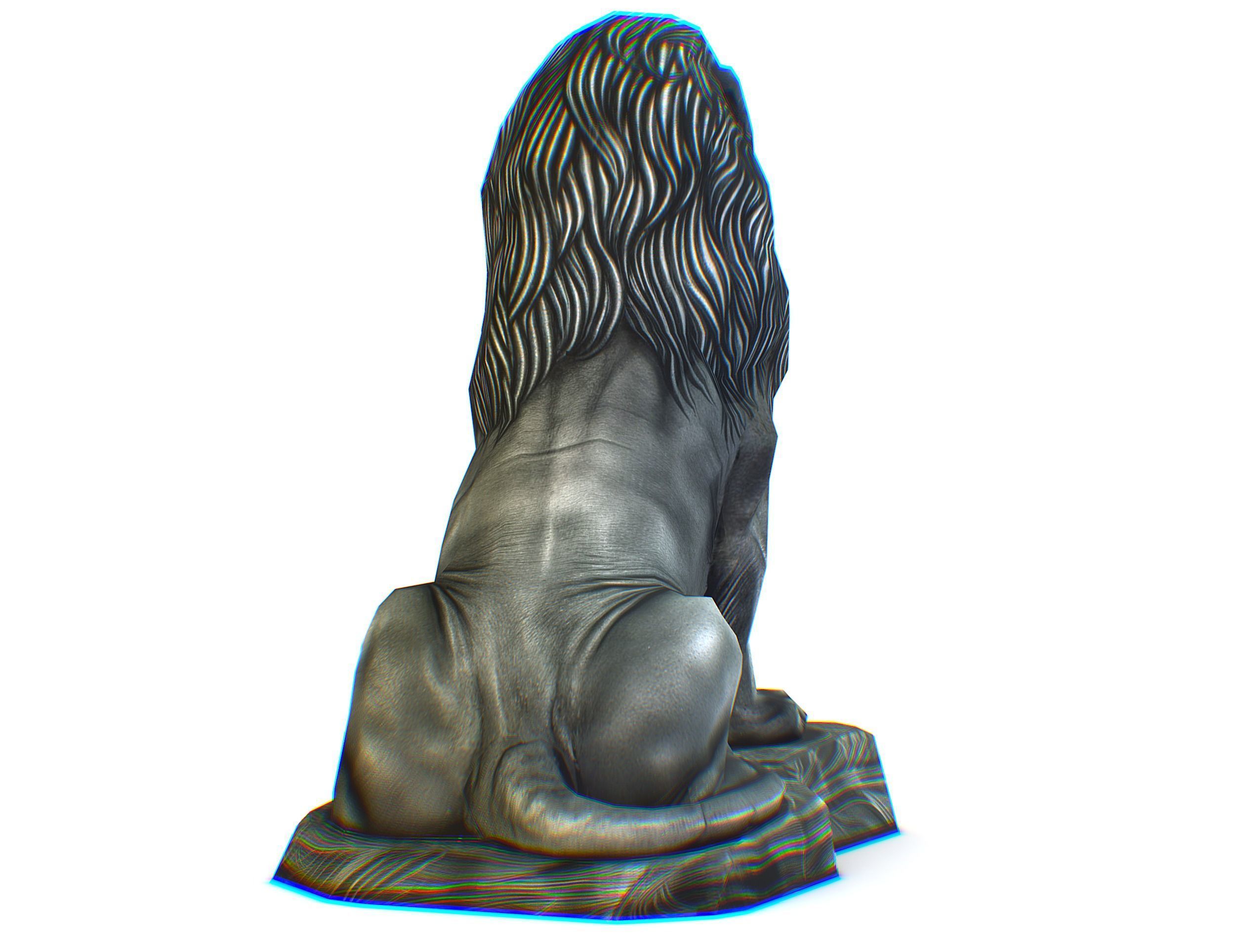 Low Poly 3d Statue Lion Dark Metal Cast Iron Low-poly 3D model_11