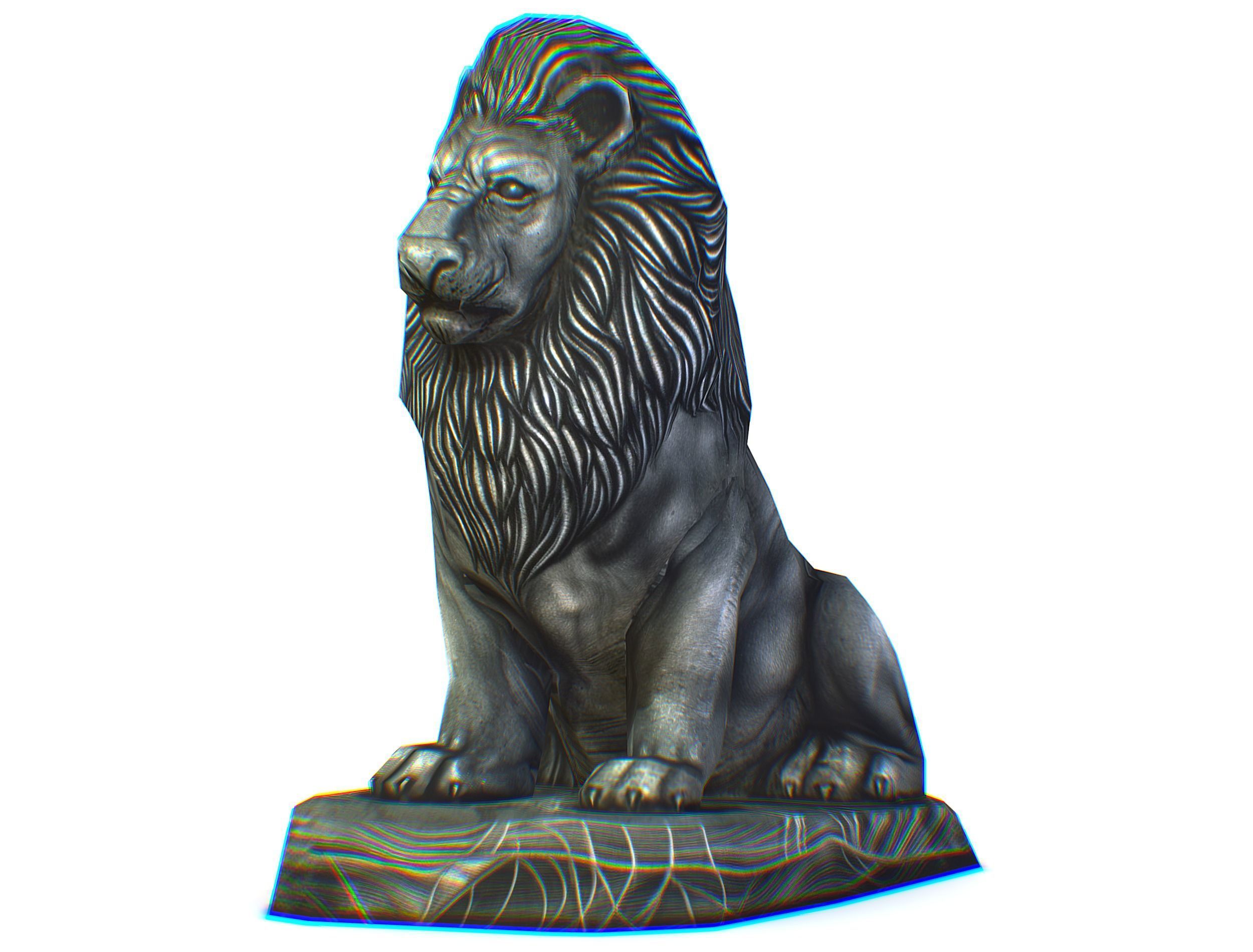 Low Poly 3d Statue Lion Dark Metal Cast Iron Low-poly 3D model_1