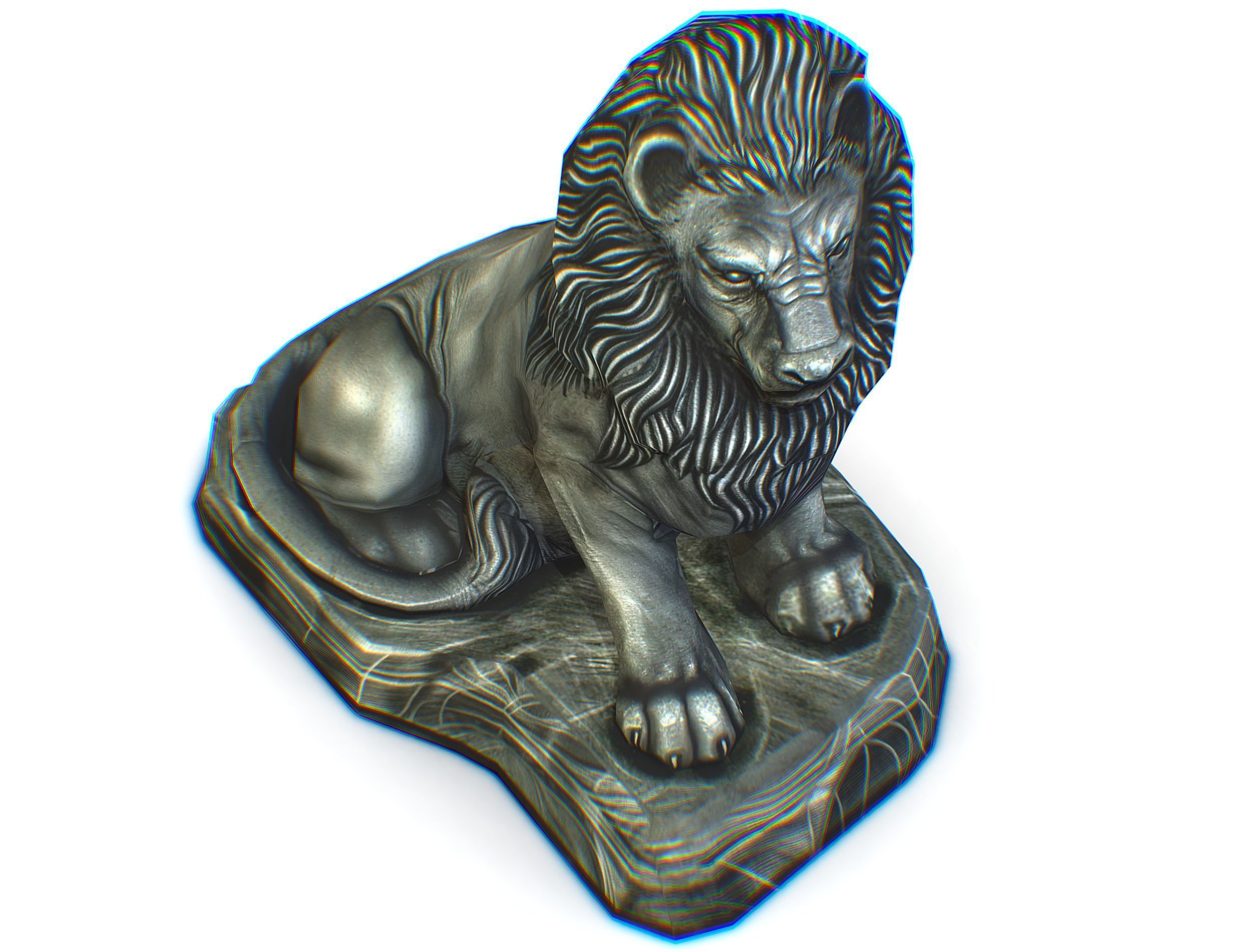Low Poly 3d Statue Lion Dark Metal Cast Iron Low-poly 3D model_18