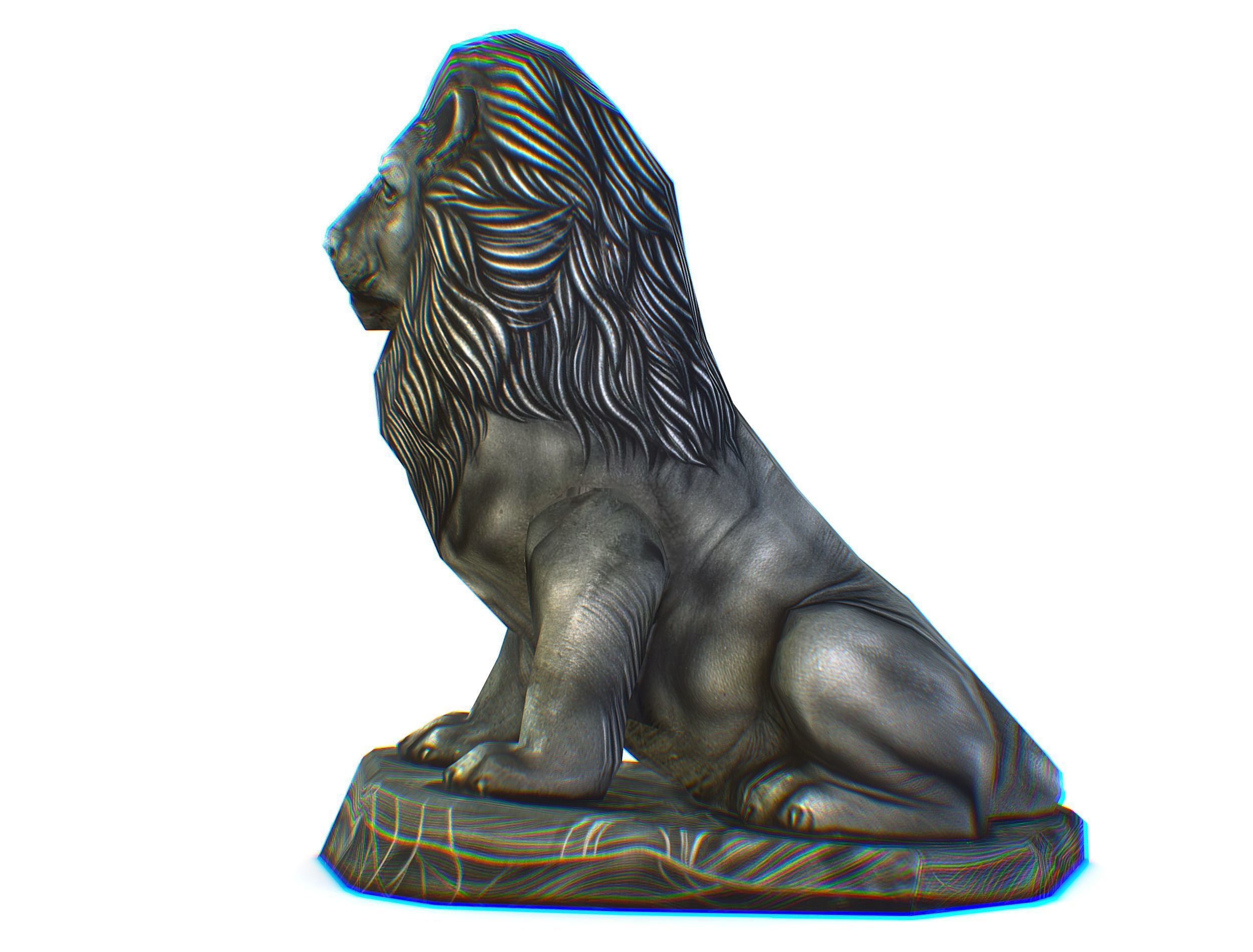 Low Poly 3d Statue Lion Dark Metal Cast Iron Low-poly 3D model_15