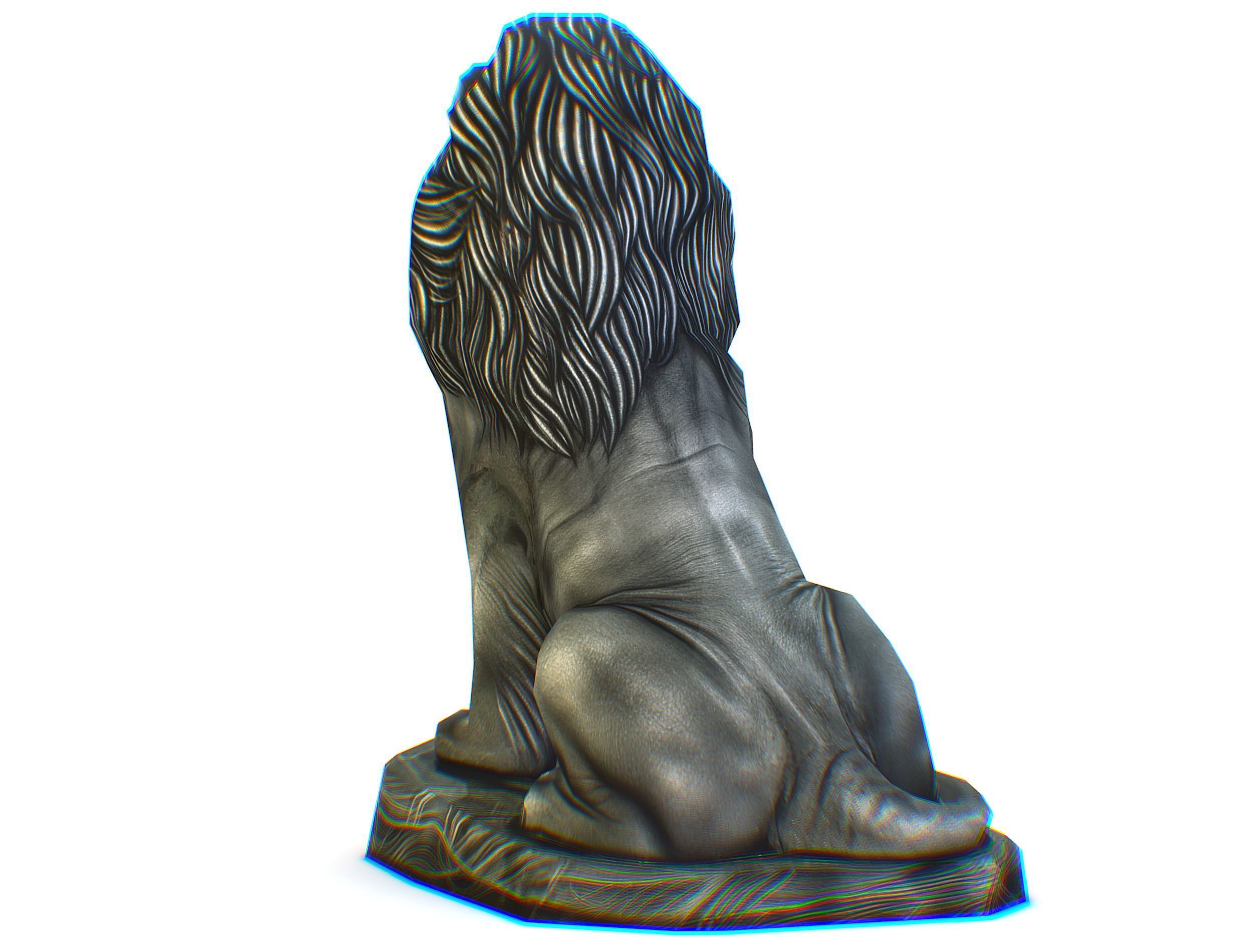 Low Poly 3d Statue Lion Dark Metal Cast Iron Low-poly 3D model_13