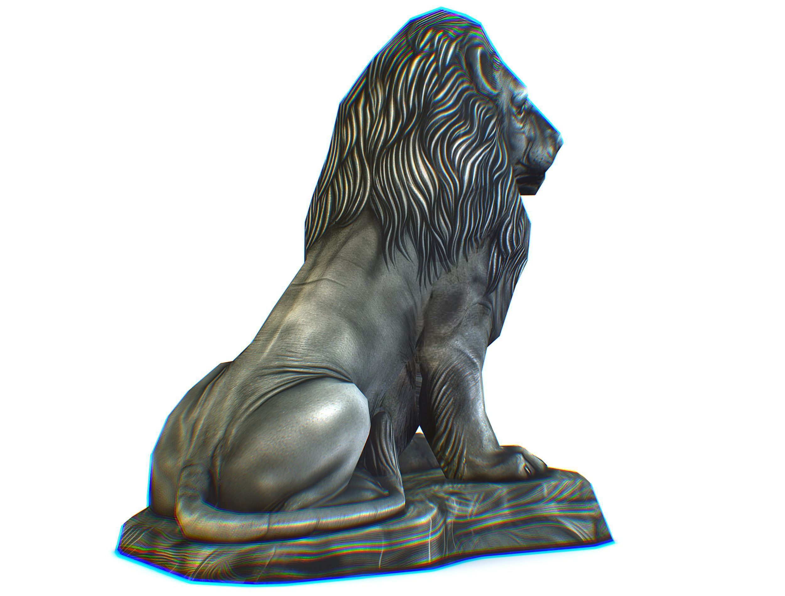 Low Poly 3d Statue Lion Dark Metal Cast Iron Low-poly 3D model_9