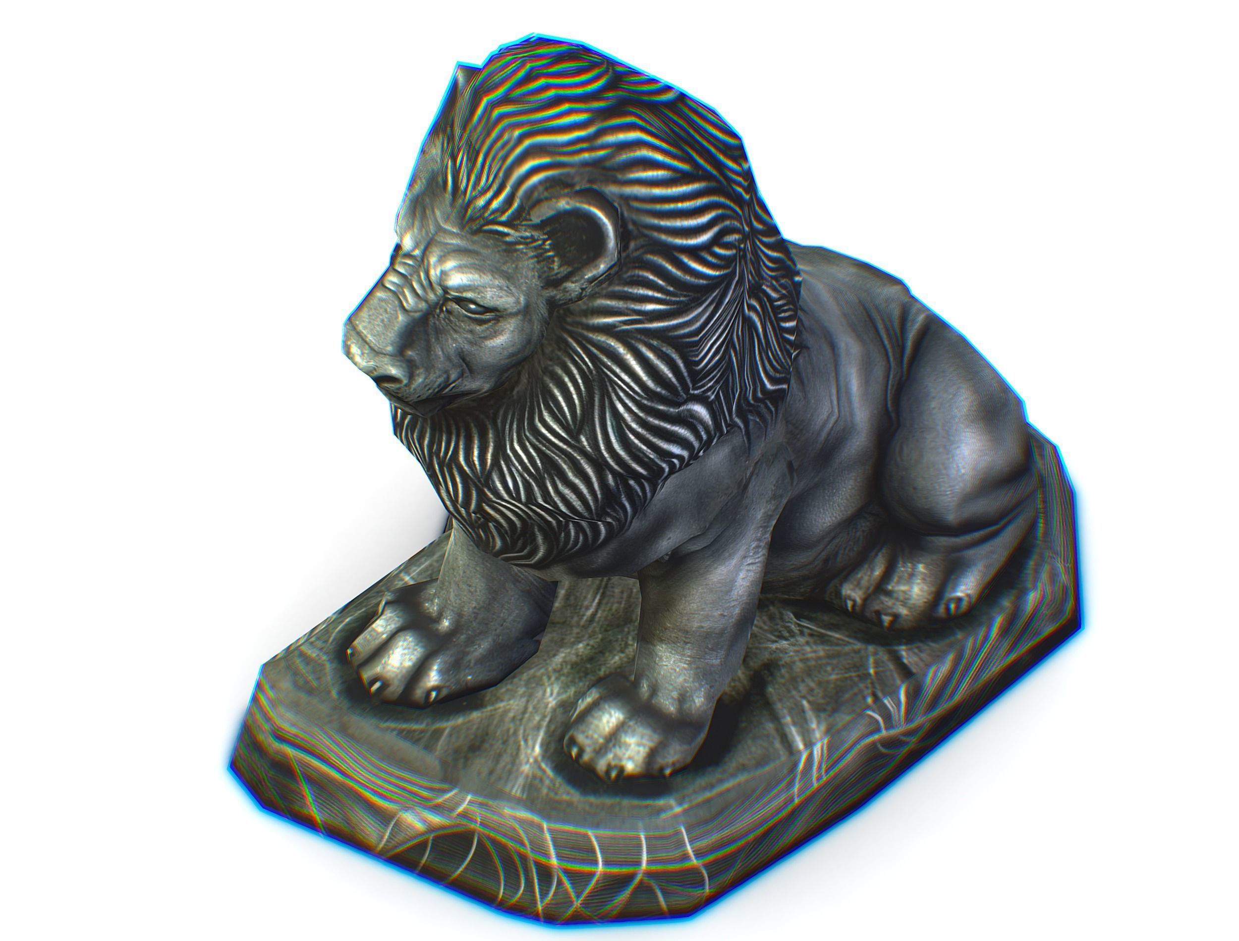 Low Poly 3d Statue Lion Dark Metal Cast Iron Low-poly 3D model_17