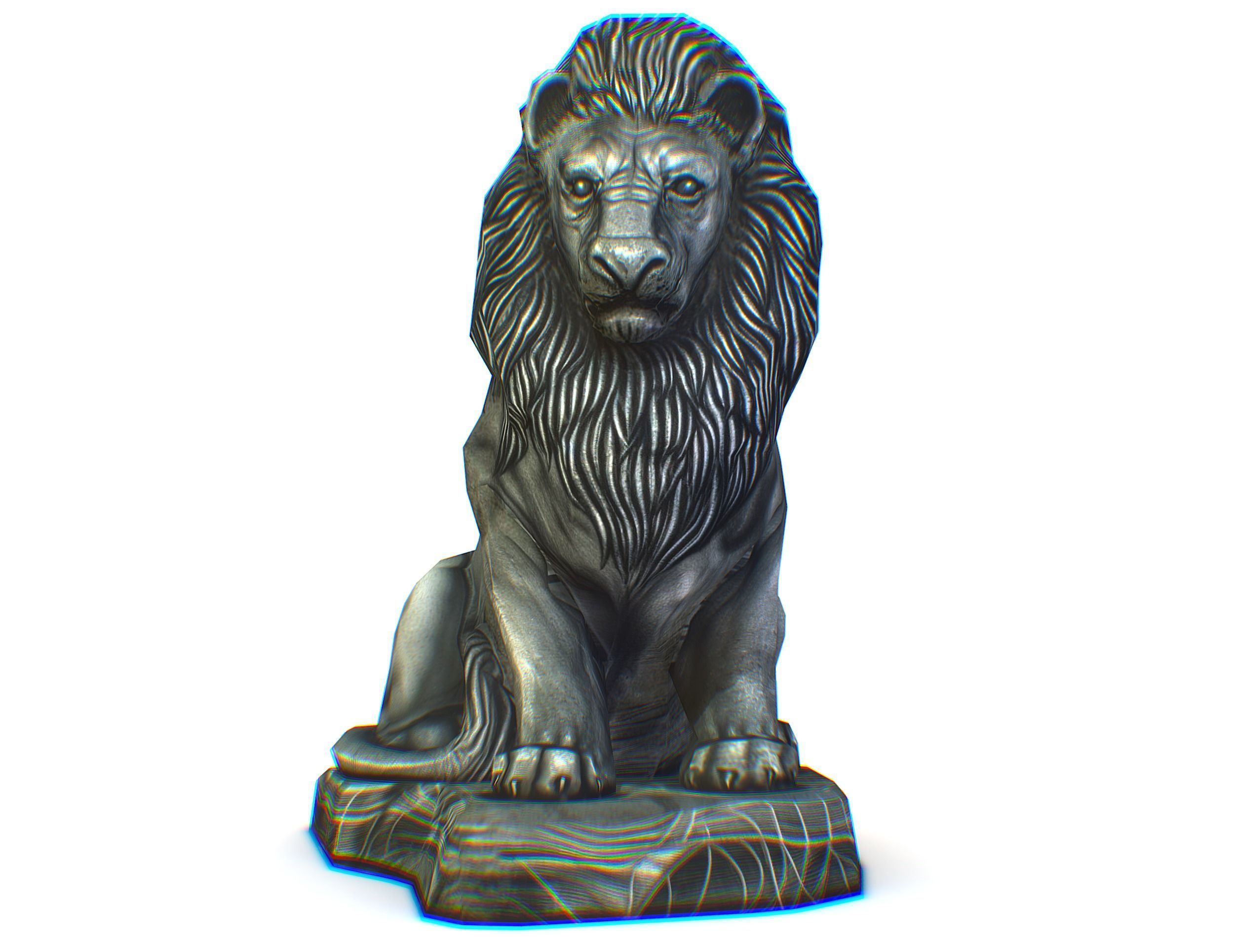 Low Poly 3d Statue Lion Dark Metal Cast Iron Low-poly 3D model_4