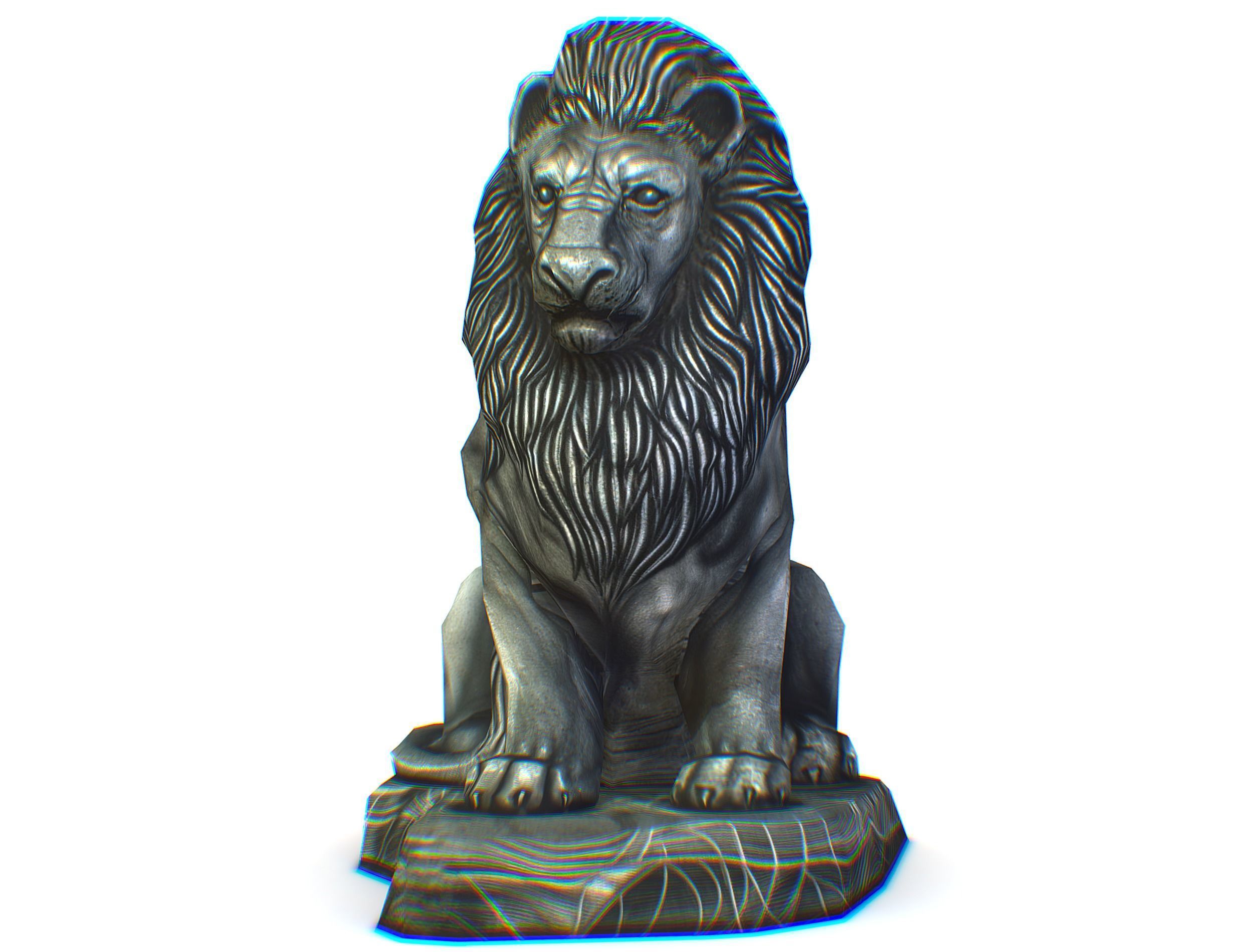 Low Poly 3d Statue Lion Dark Metal Cast Iron Low-poly 3D model_3