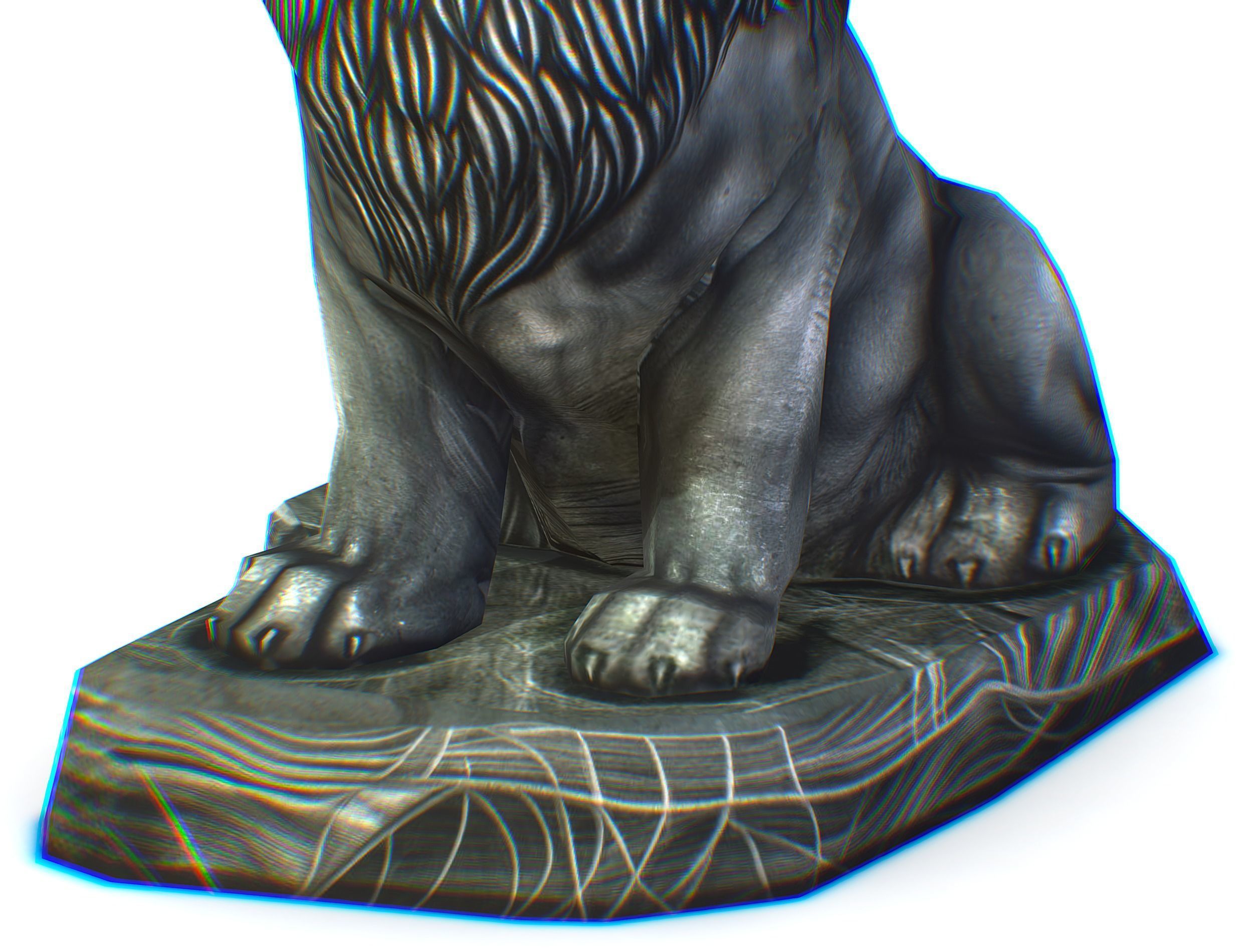 Low Poly 3d Statue Lion Dark Metal Cast Iron Low-poly 3D model_23