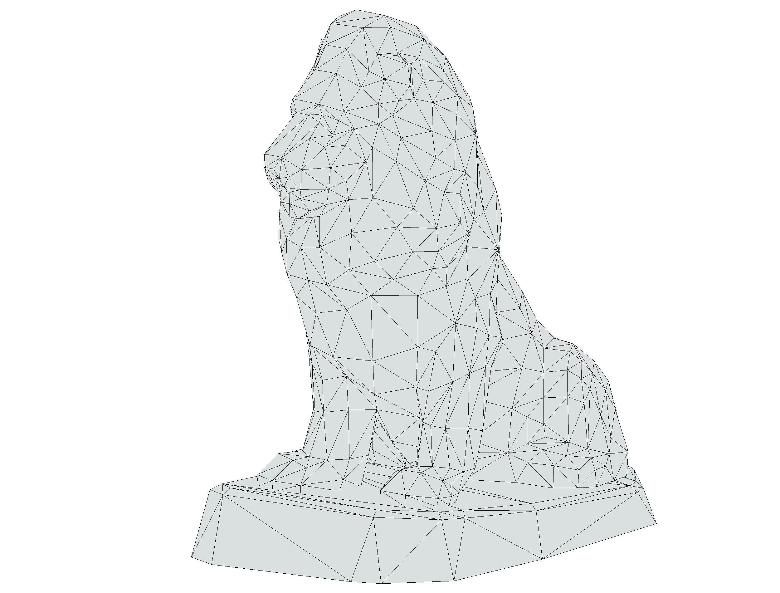 Low Poly 3d Statue Lion Dark Metal Cast Iron Low-poly 3D model_29