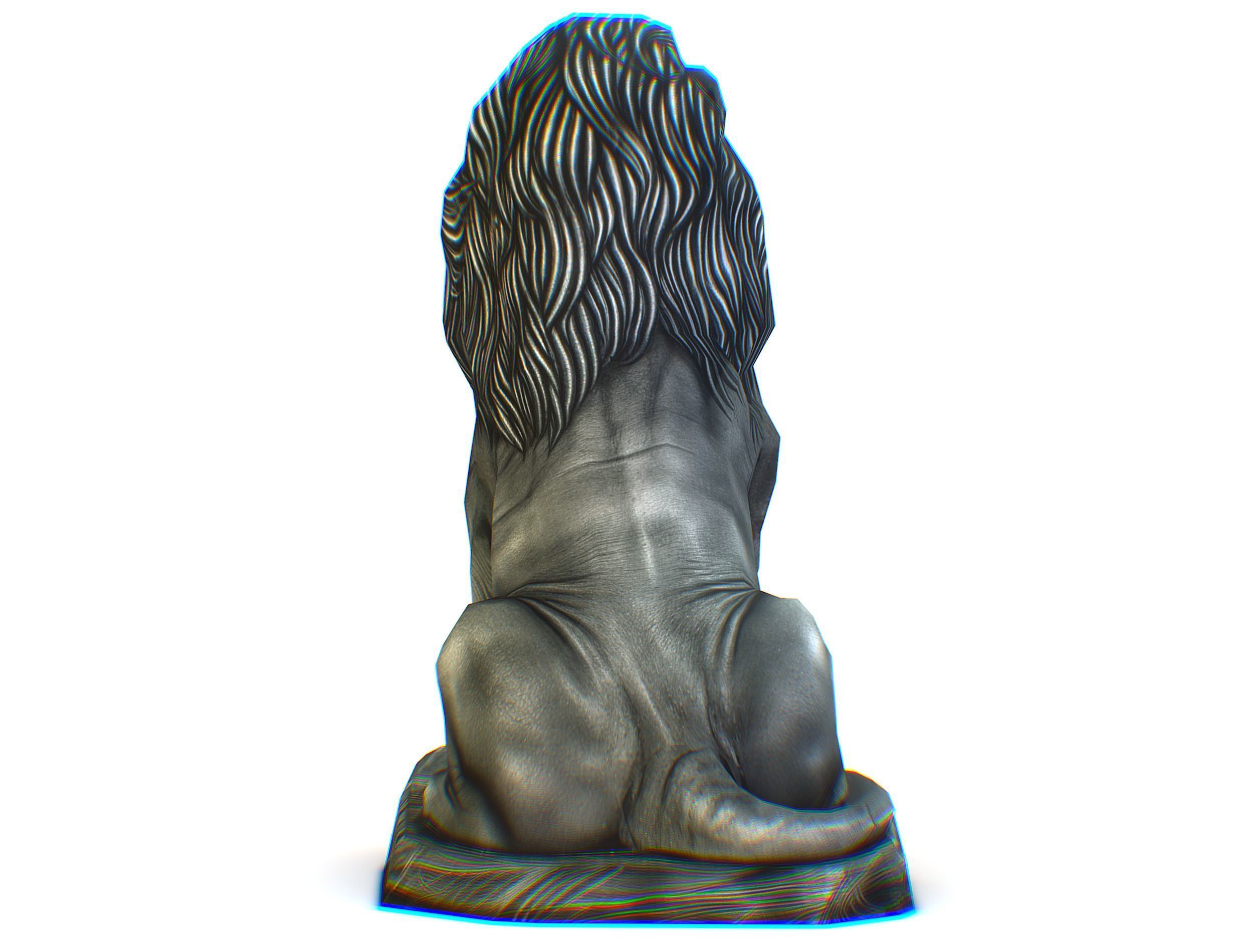 Low Poly 3d Statue Lion Dark Metal Cast Iron Low-poly 3D model_12