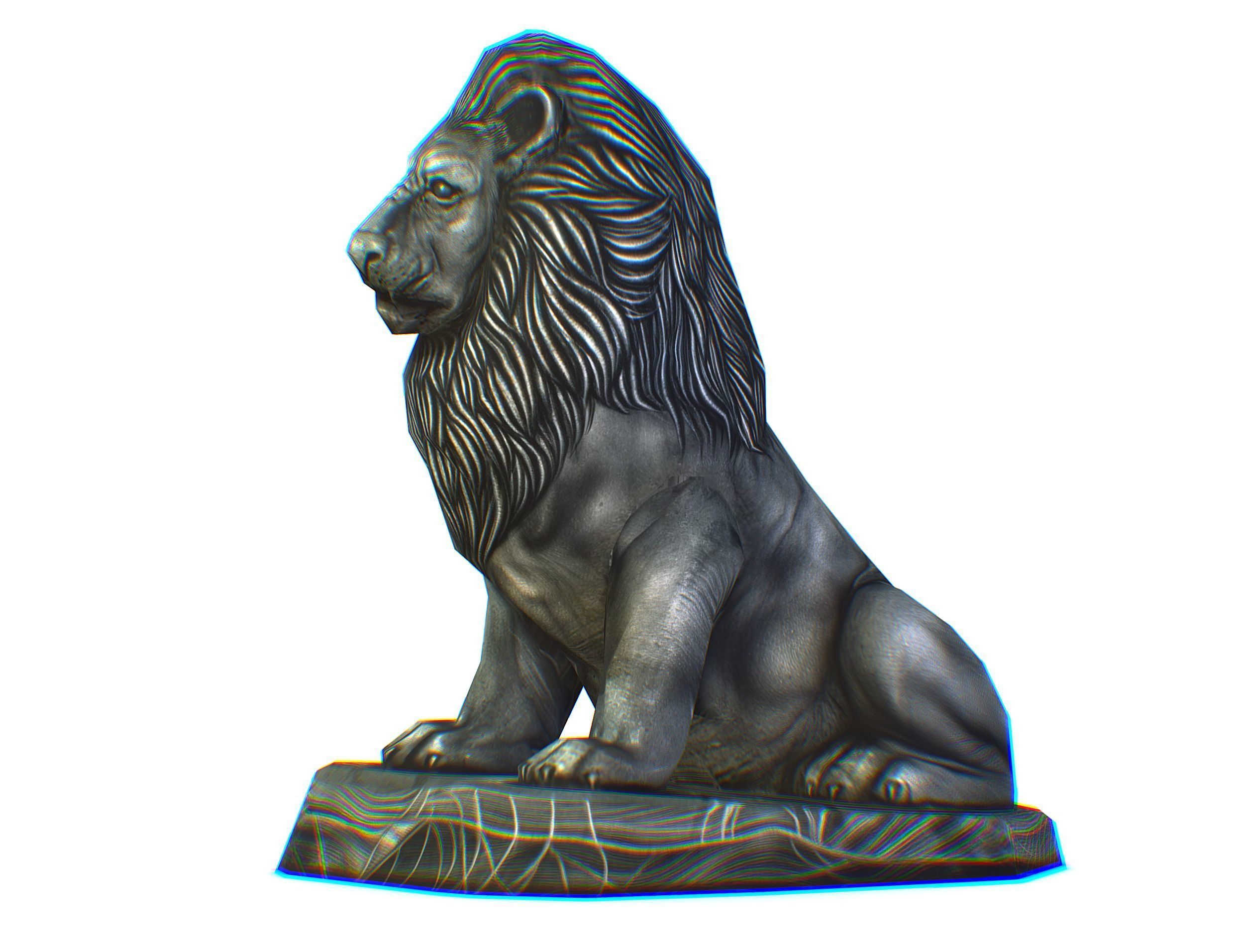 Low Poly 3d Statue Lion Dark Metal Cast Iron Low-poly 3D model_16