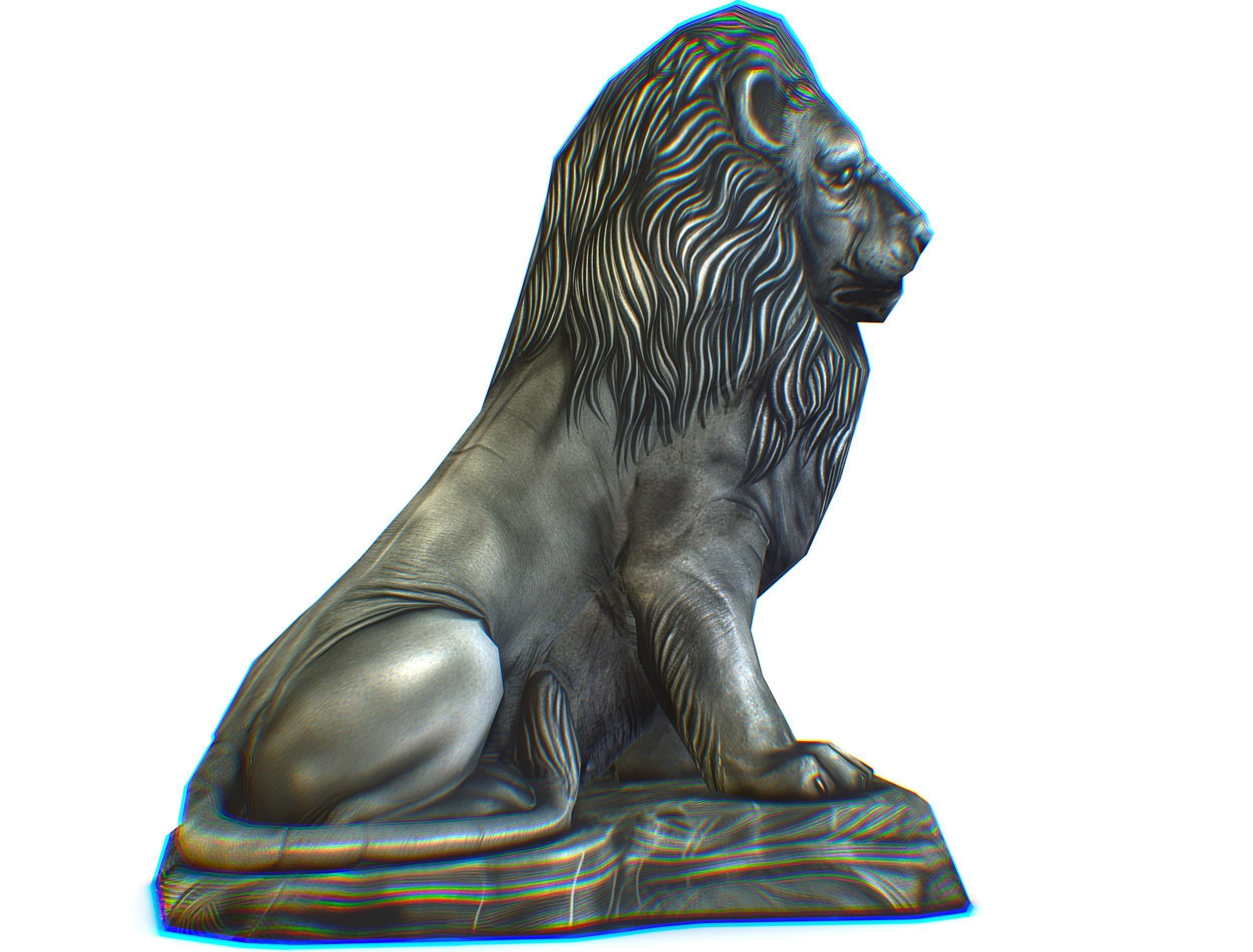 Low Poly 3d Statue Lion Dark Metal Cast Iron Low-poly 3D model_8