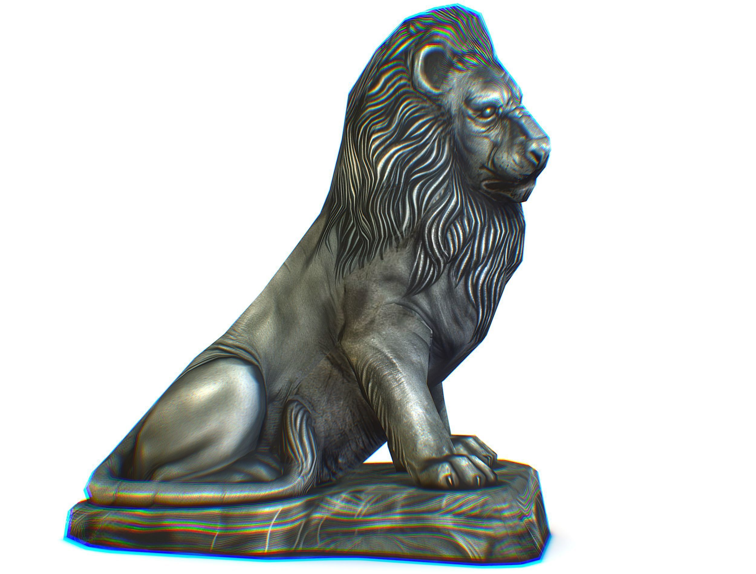 Low Poly 3d Statue Lion Dark Metal Cast Iron Low-poly 3D model_7