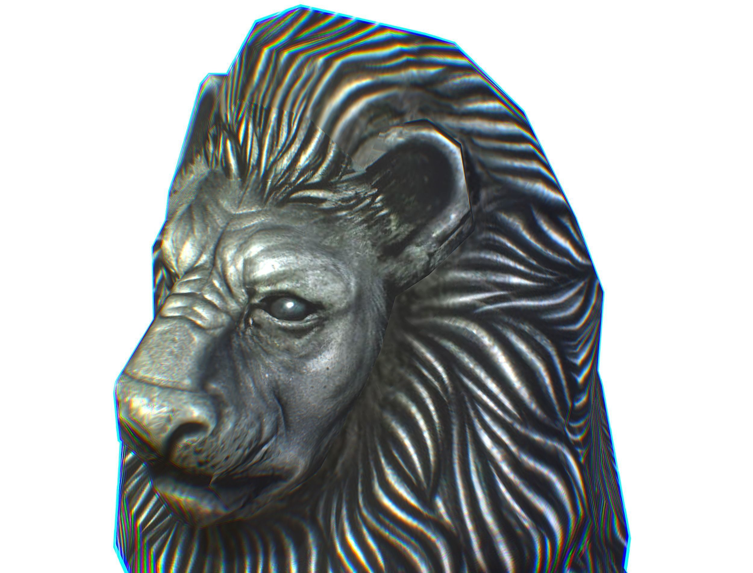 Low Poly 3d Statue Lion Dark Metal Cast Iron Low-poly 3D model_21