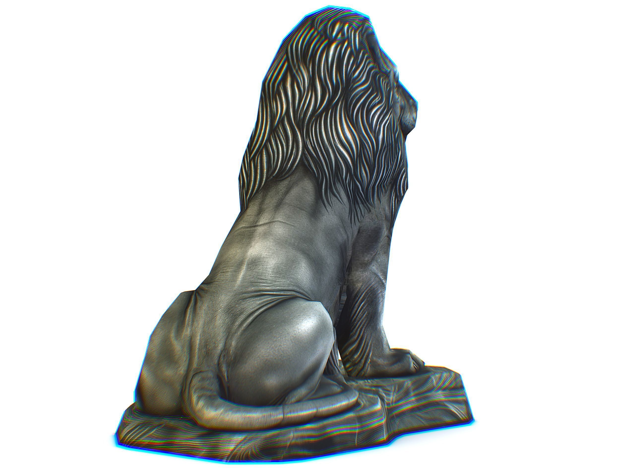 Low Poly 3d Statue Lion Dark Metal Cast Iron Low-poly 3D model_10