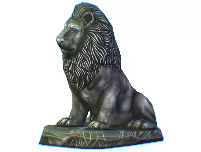 Low Poly 3d Statue Lion Dark Metal Cast Iron Low-poly 3D model