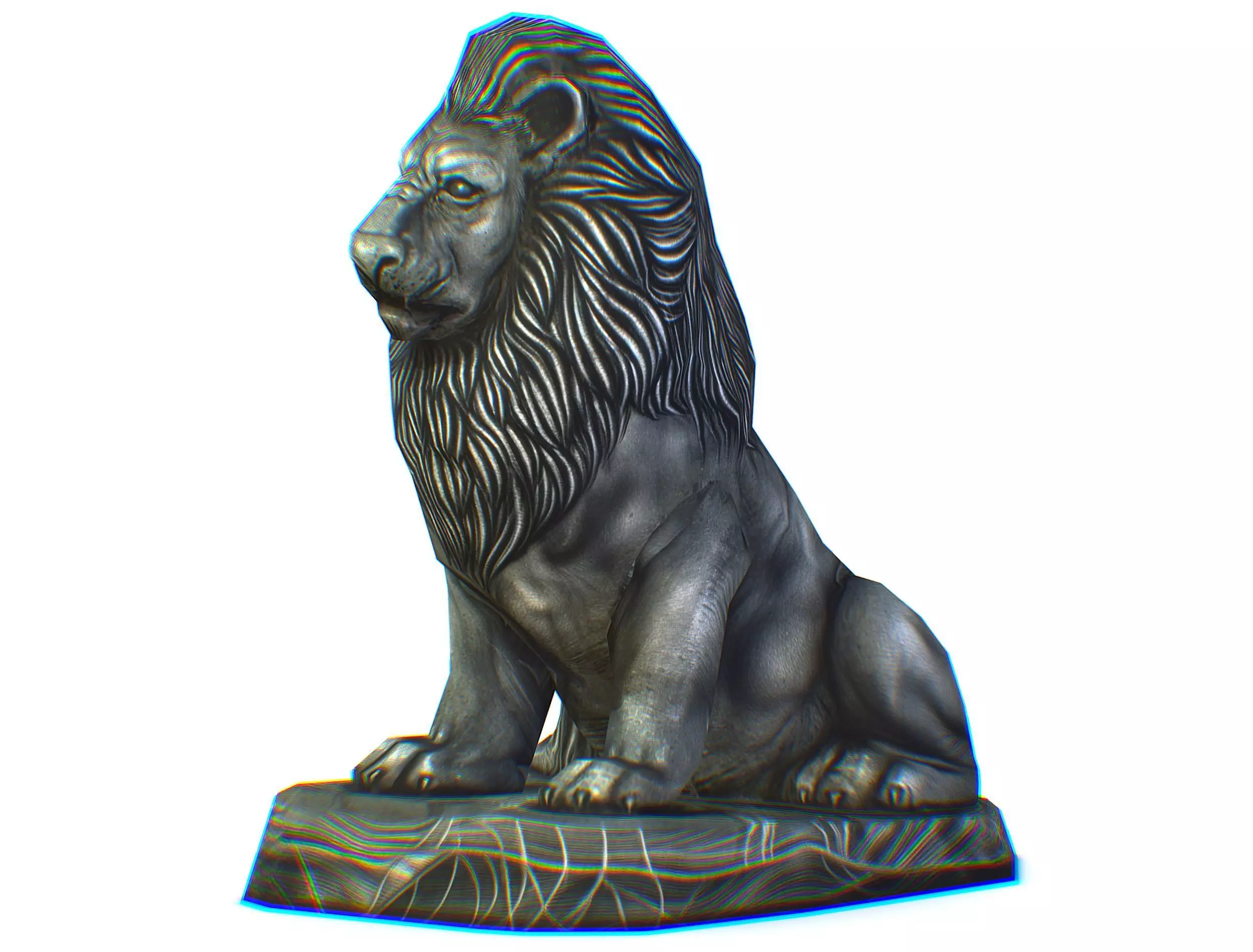 Low Poly 3d Statue Lion Dark Metal Cast Iron Low-poly 3D model_0