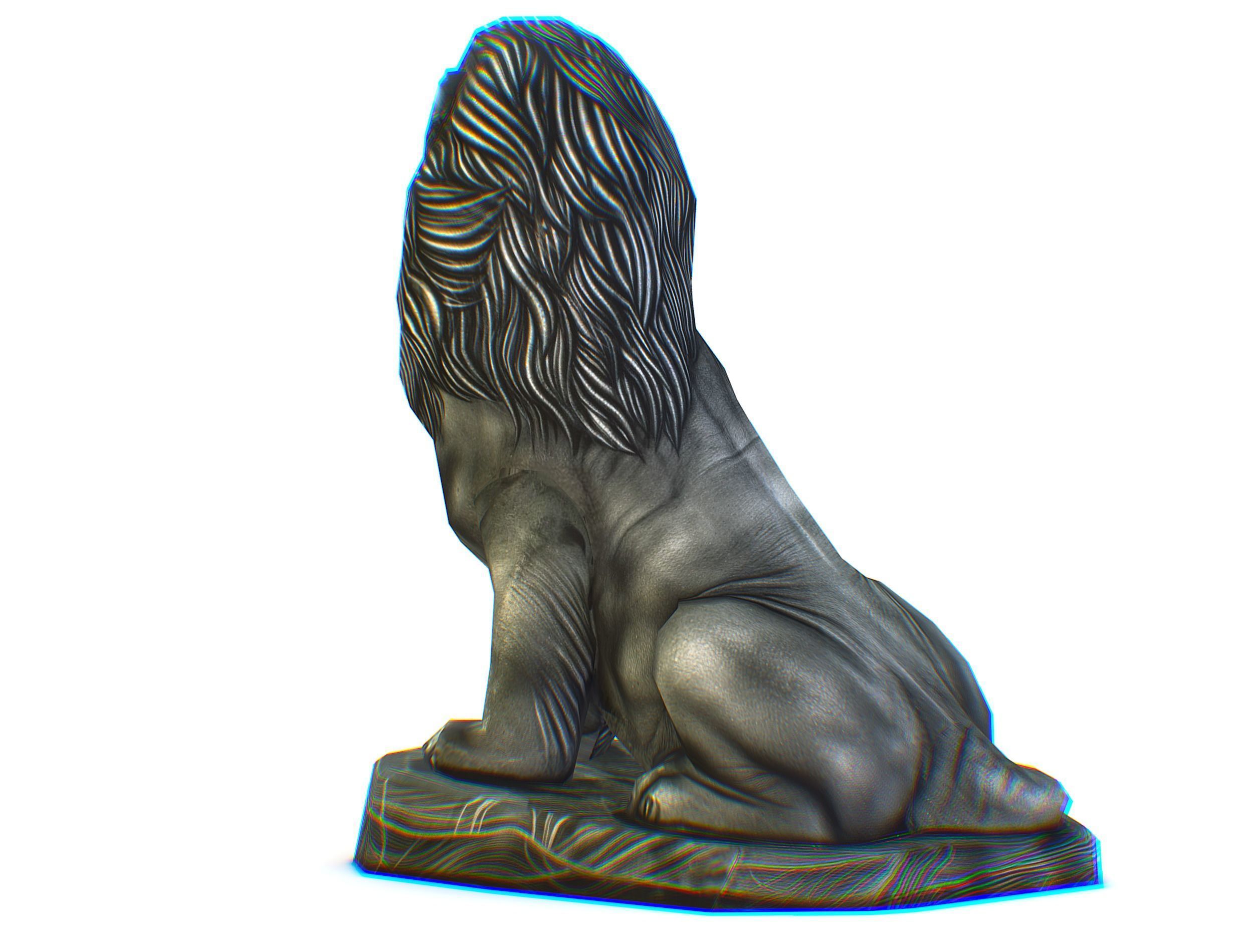 Low Poly 3d Statue Lion Dark Metal Cast Iron Low-poly 3D model_14