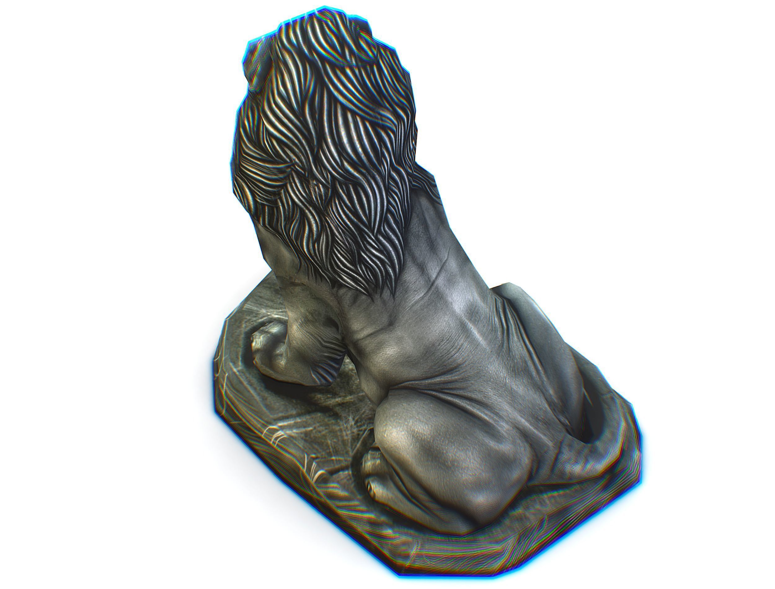 Low Poly 3d Statue Lion Dark Metal Cast Iron Low-poly 3D model_20