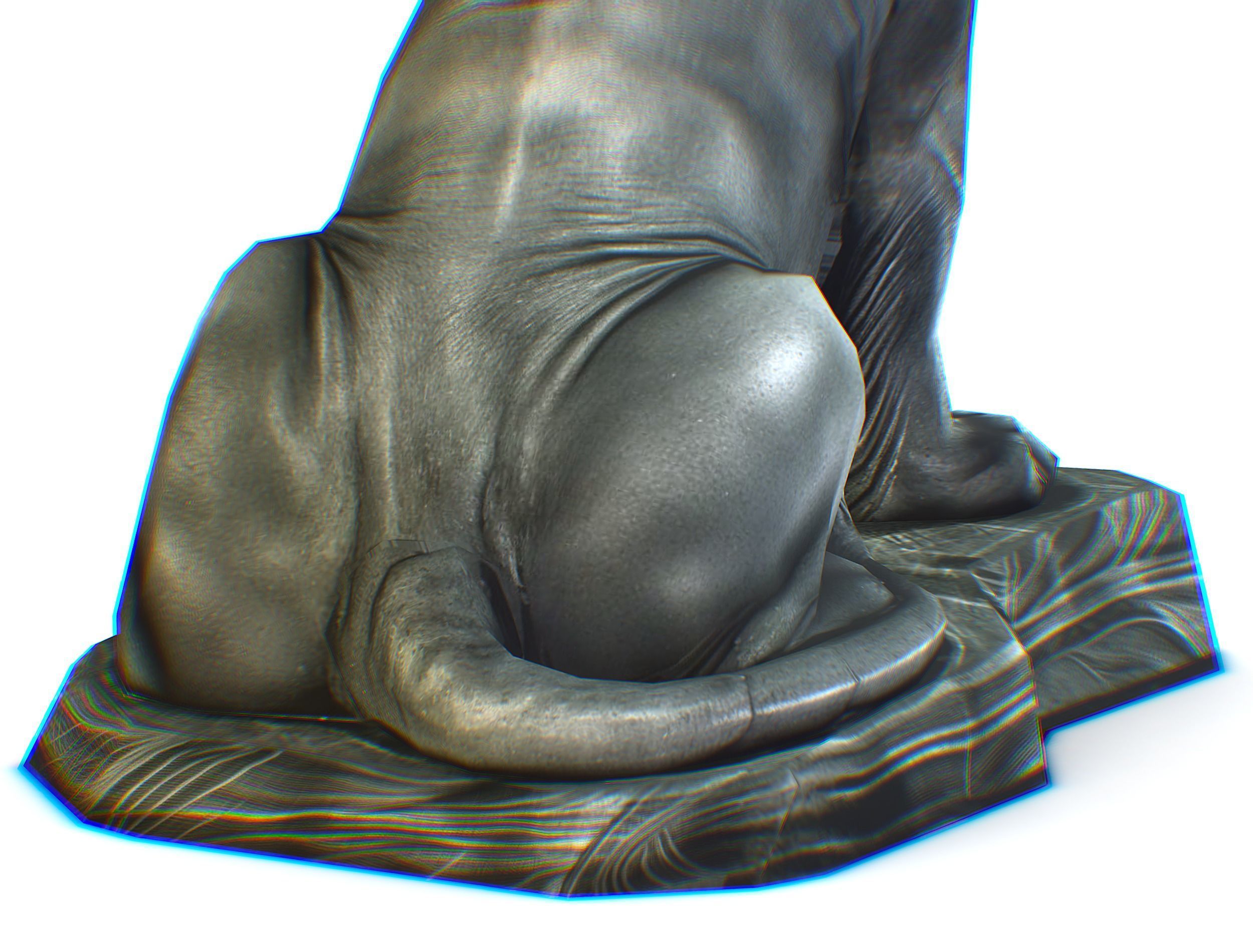 Low Poly 3d Statue Lion Dark Metal Cast Iron Low-poly 3D model_26