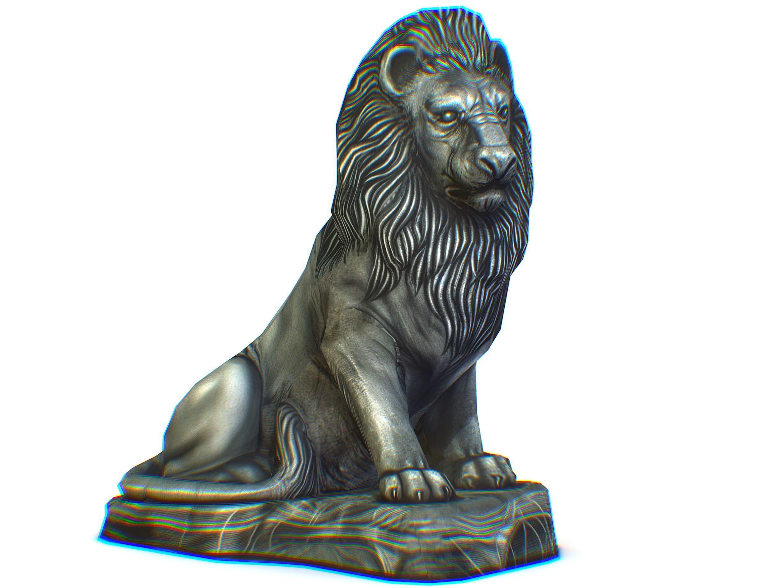Low Poly 3d Statue Lion Dark Metal Cast Iron Low-poly 3D model_6