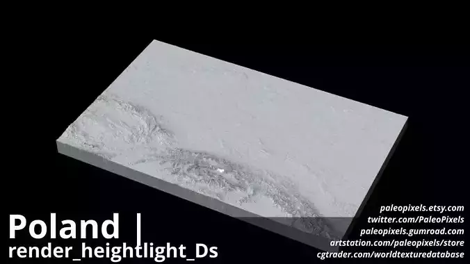 Poland  FBX 3D and Displacement  High resolution Maps and masks 3D print model