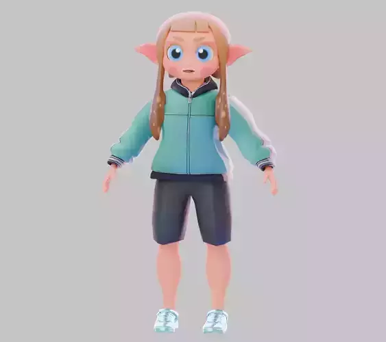 Elf Cartoon lowpoly character 