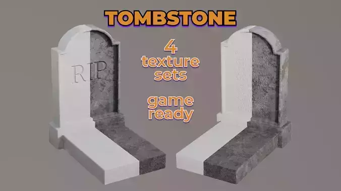 Old Dirty Gravestone RIP granite cemetery Low-poly 3D model