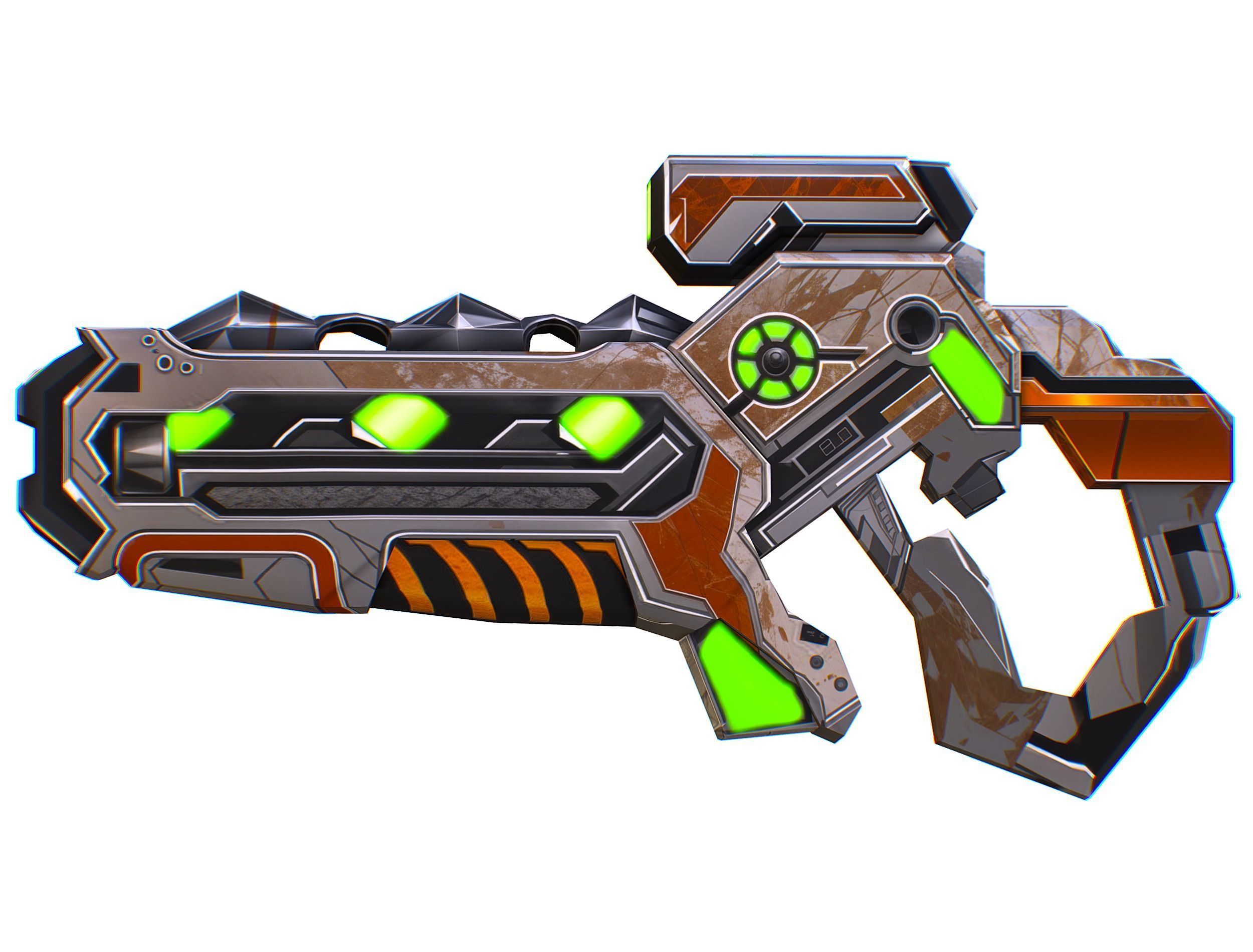 Assault rifle of the future weapon gun Nuff barrel blaster laser Low-poly 3D model_12