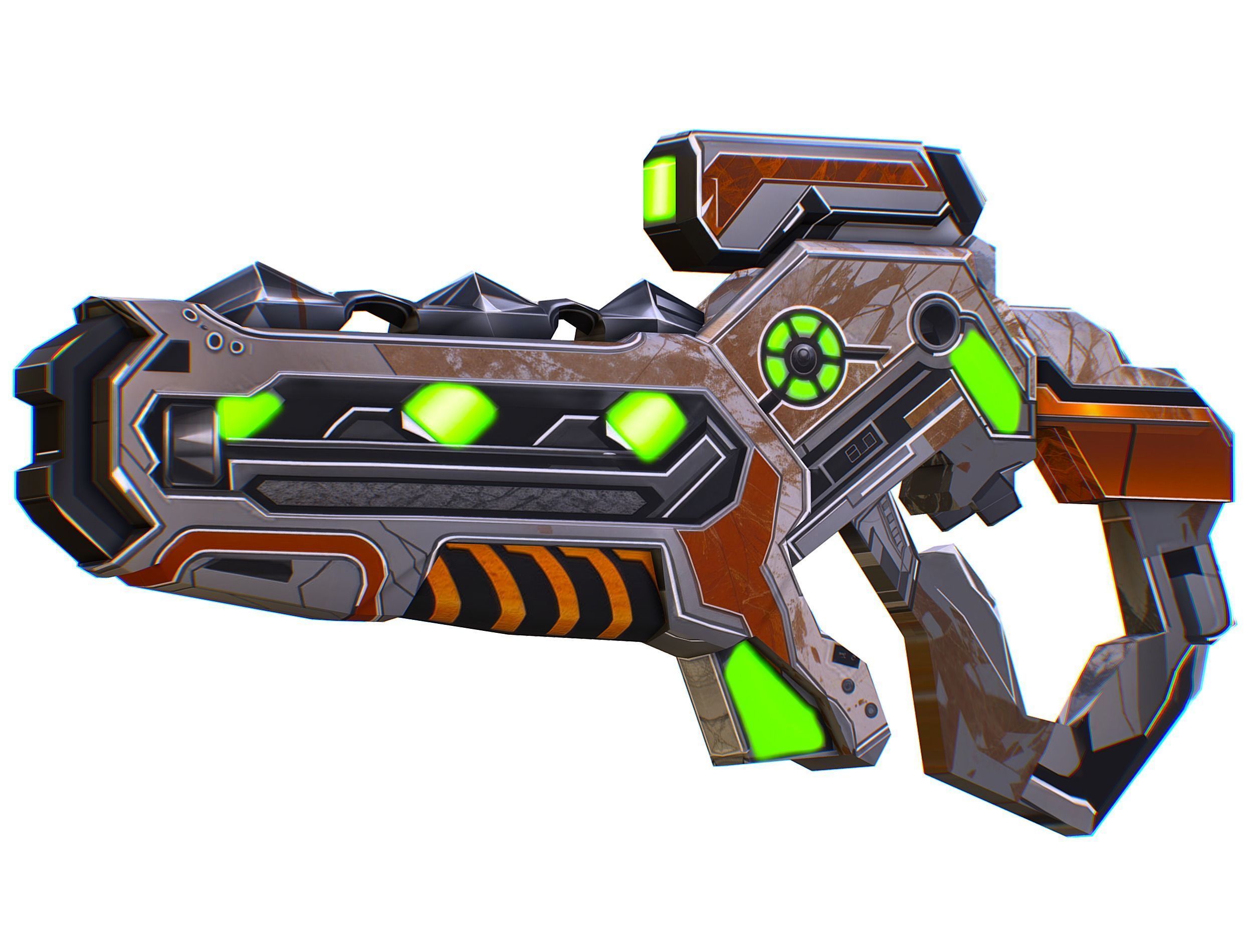 Assault rifle of the future weapon gun Nuff barrel blaster laser Low-poly 3D model_13