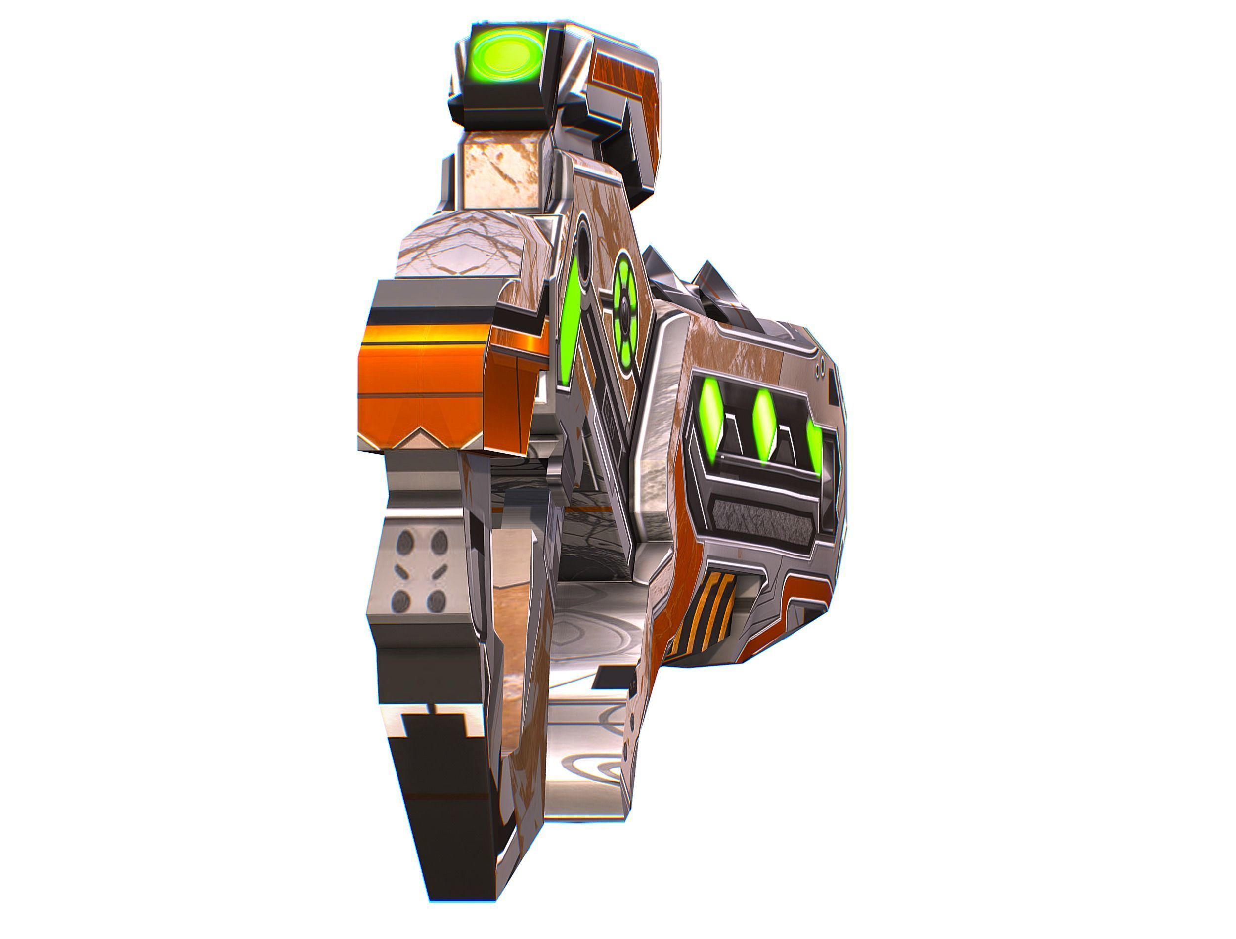 Assault rifle of the future weapon gun Nuff barrel blaster laser Low-poly 3D model_5