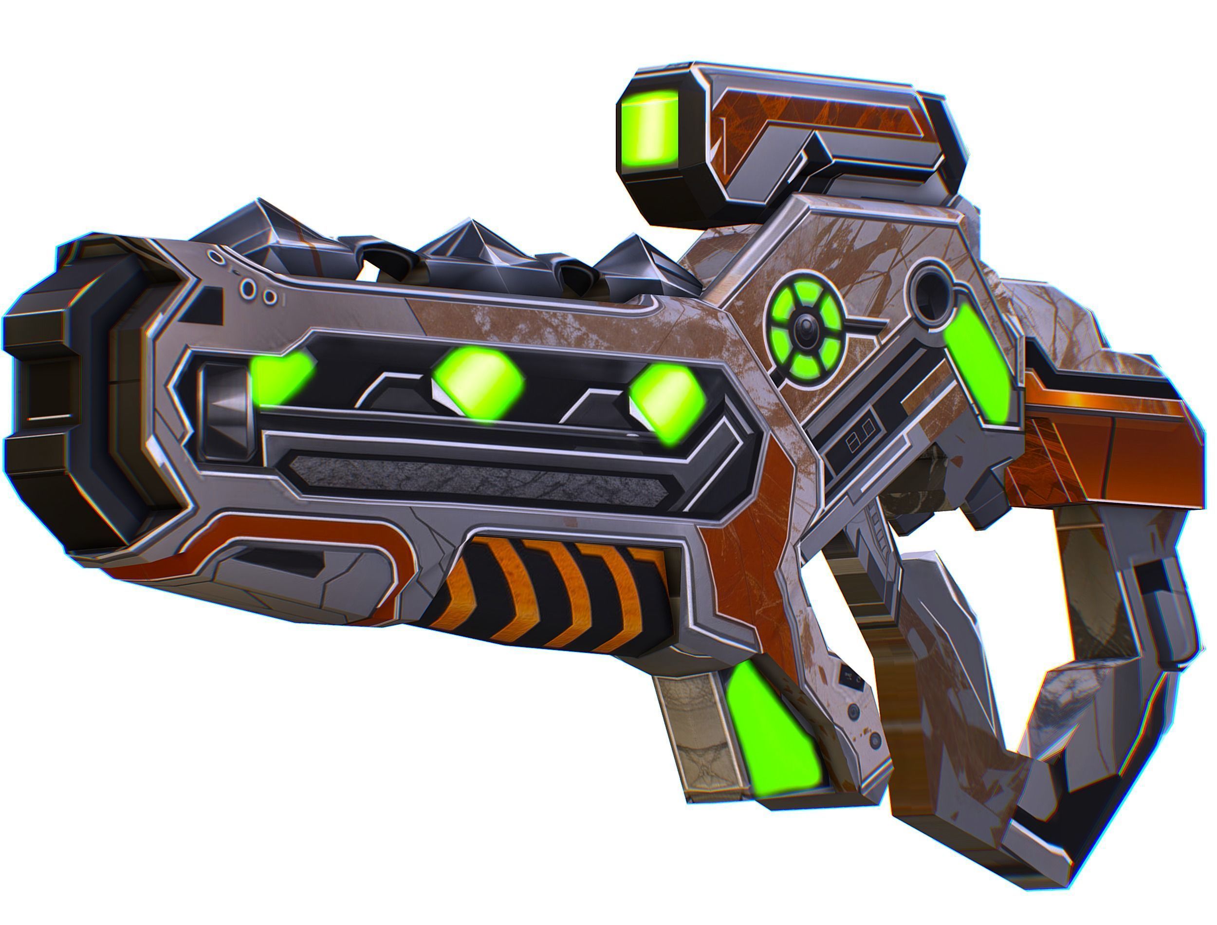 Assault rifle of the future weapon gun Nuff barrel blaster laser Low-poly 3D model_14