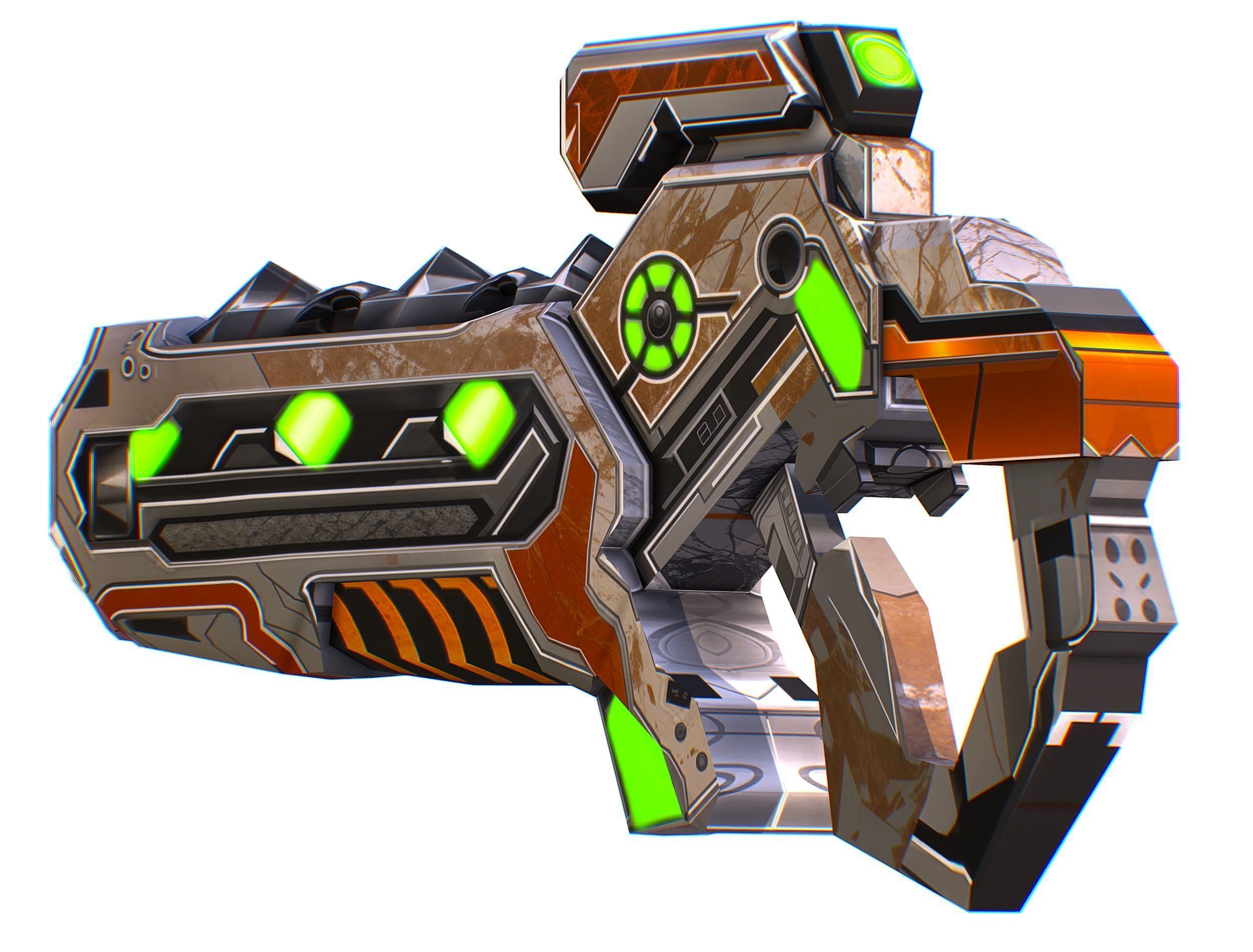 Assault rifle of the future weapon gun Nuff barrel blaster laser Low-poly 3D model_9