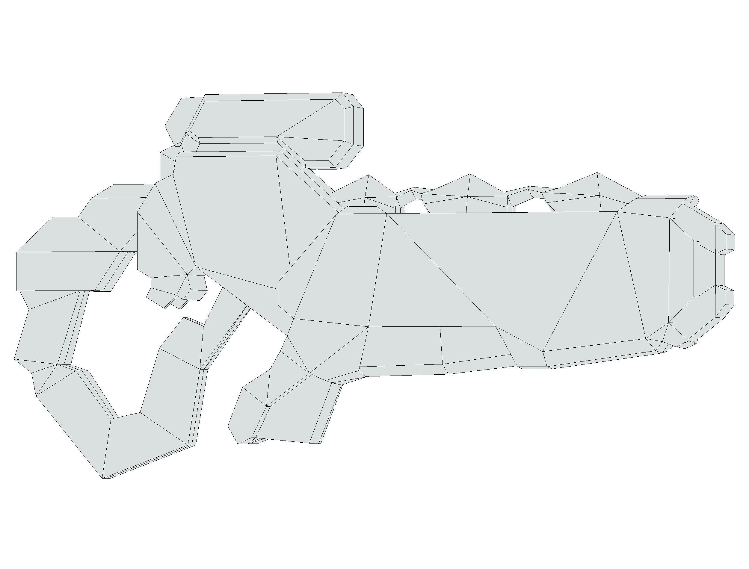 Assault rifle of the future weapon gun Nuff barrel blaster laser Low-poly 3D model_31