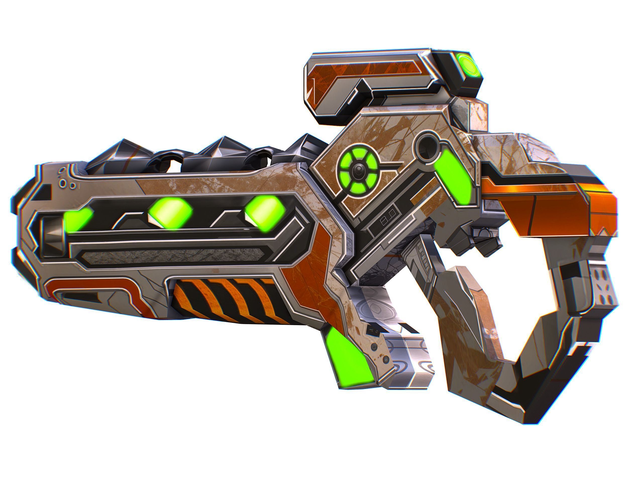 Assault rifle of the future weapon gun Nuff barrel blaster laser Low-poly 3D model_10