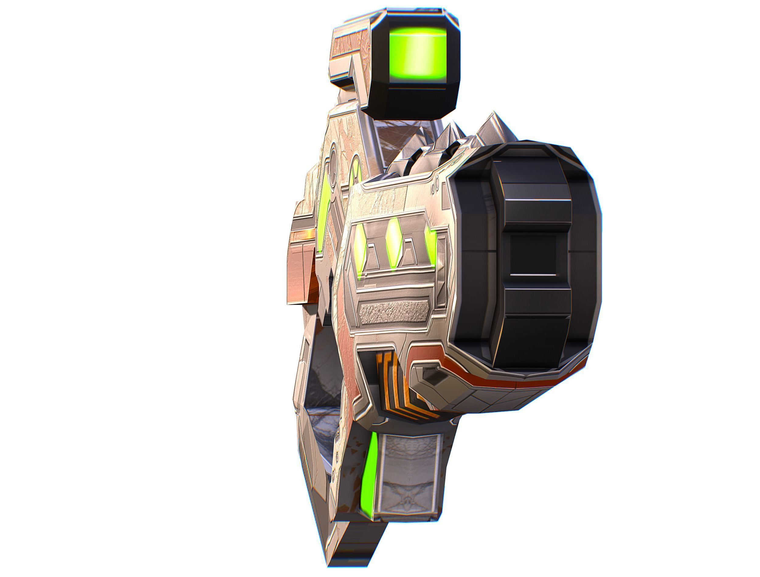 Assault rifle of the future weapon gun Nuff barrel blaster laser Low-poly 3D model_18