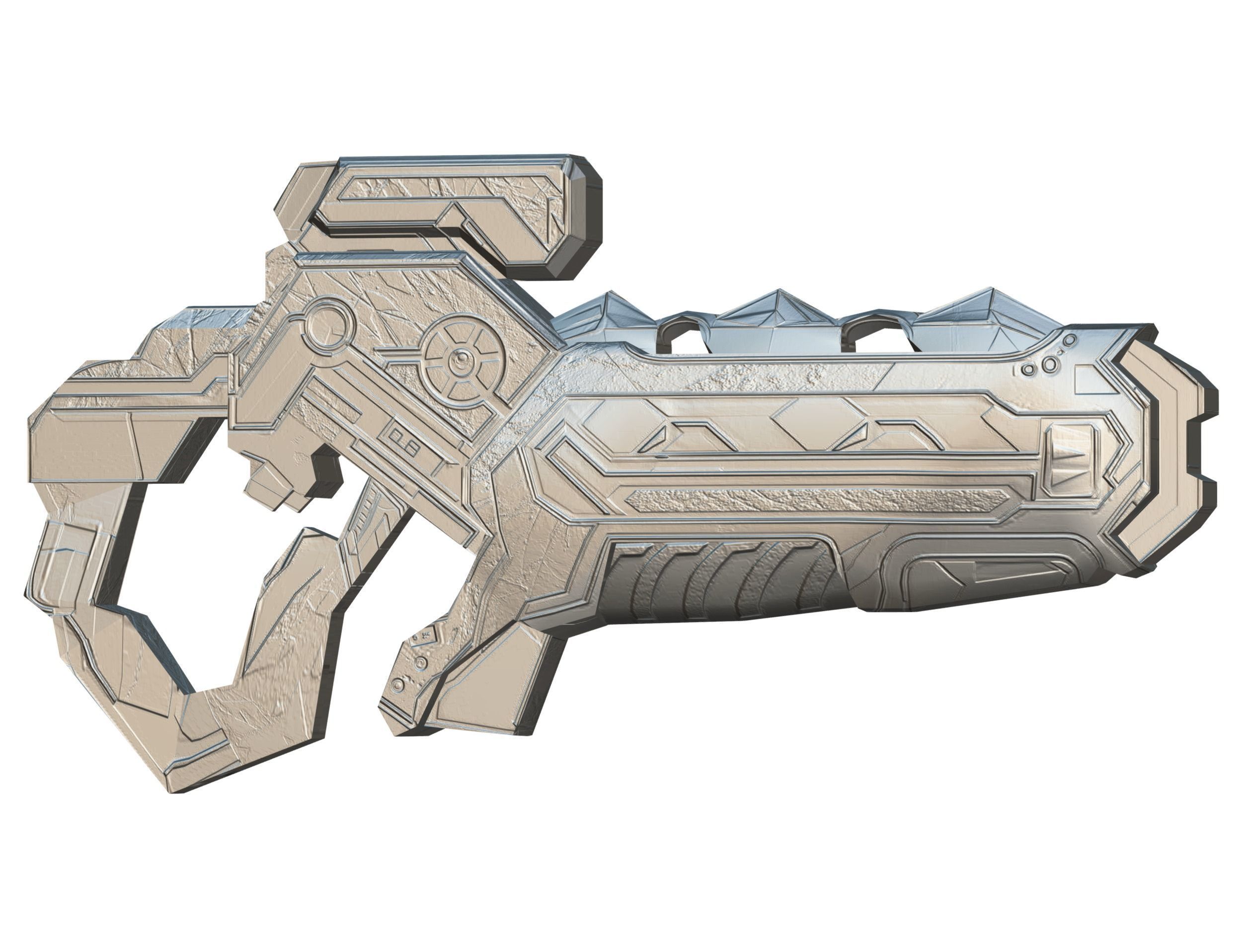 Assault rifle of the future weapon gun Nuff barrel blaster laser Low-poly 3D model_30