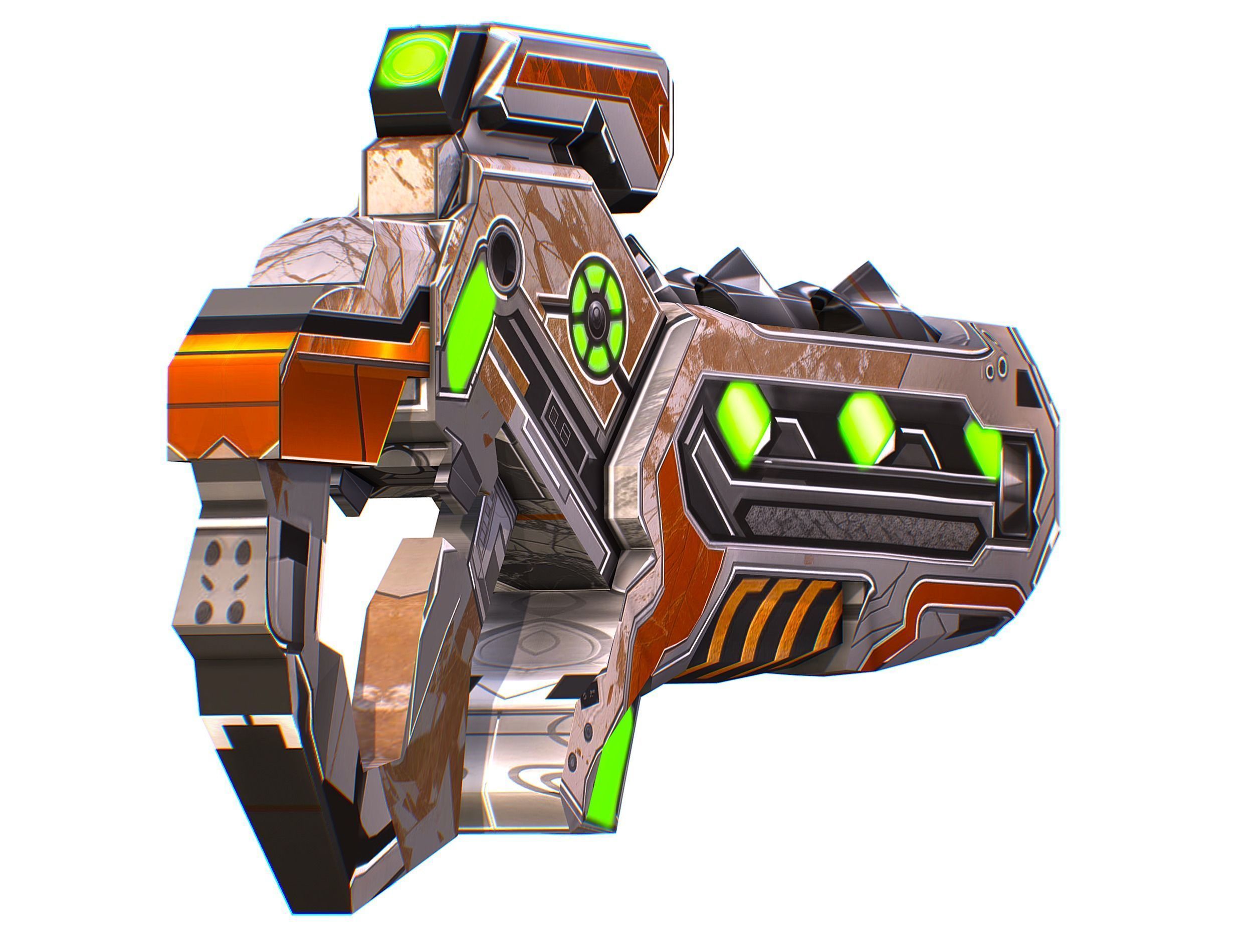 Assault rifle of the future weapon gun Nuff barrel blaster laser Low-poly 3D model_4