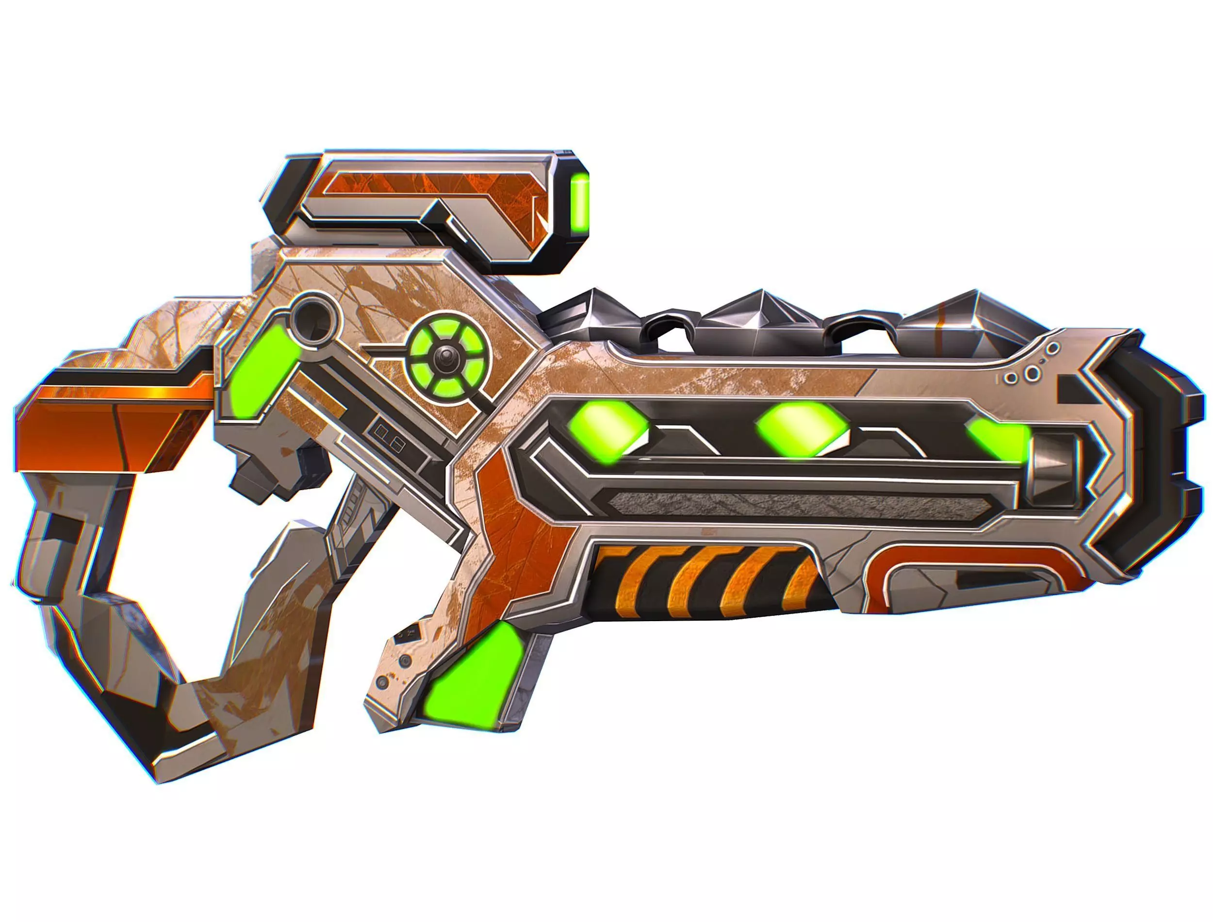 Assault rifle of the future weapon gun Nuff barrel blaster laser Low-poly 3D model_0