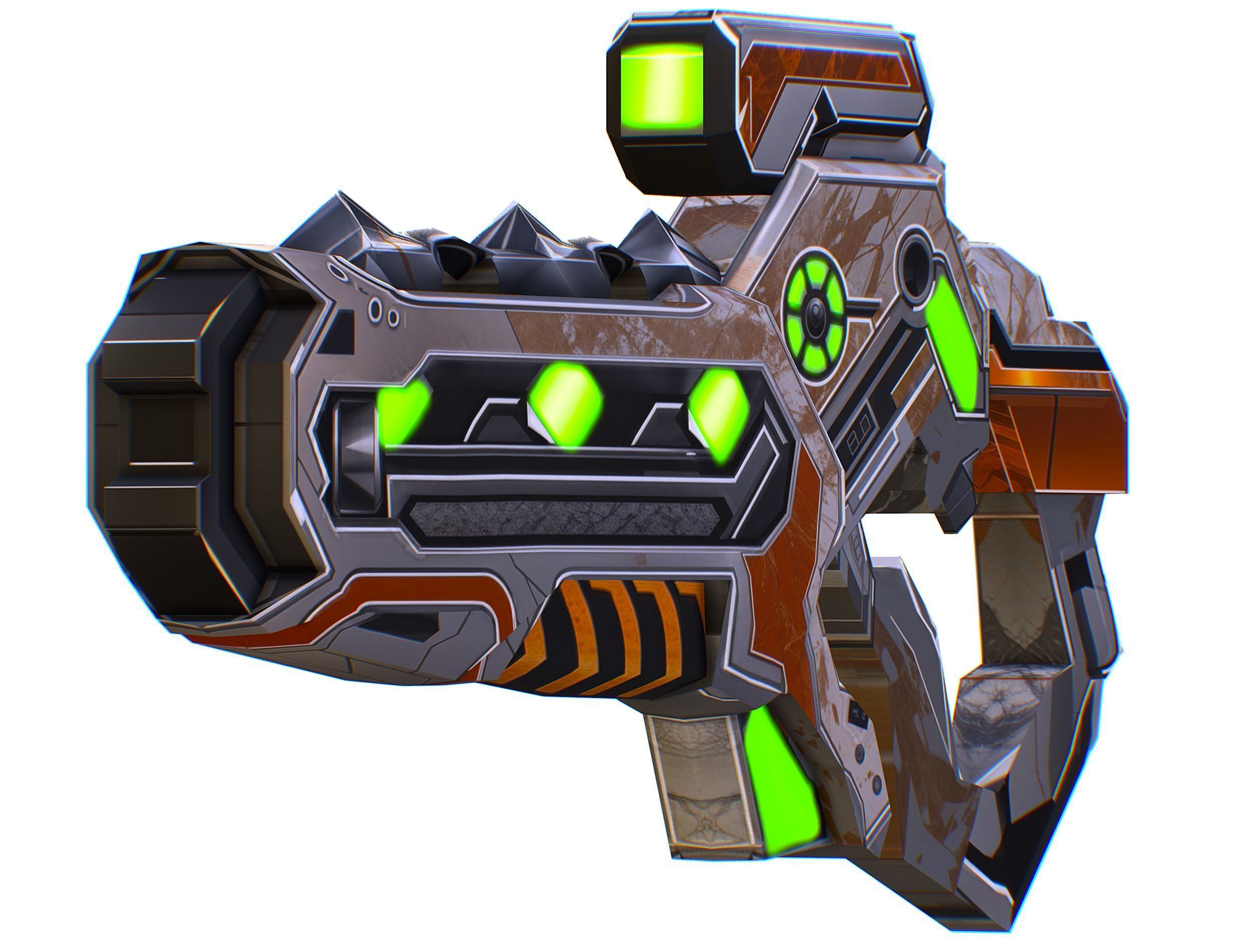 Assault rifle of the future weapon gun Nuff barrel blaster laser Low-poly 3D model_15