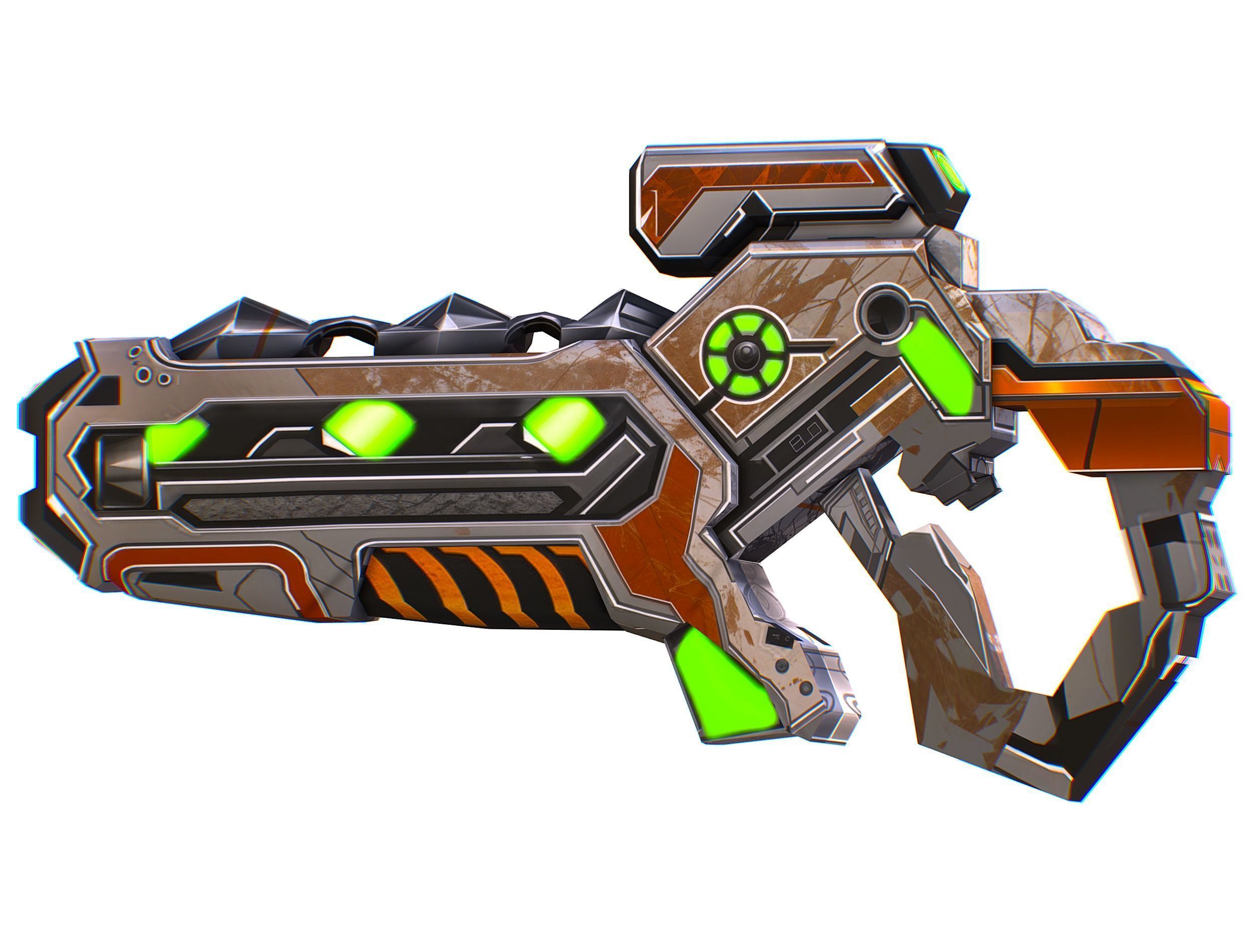 Assault rifle of the future weapon gun Nuff barrel blaster laser Low-poly 3D model_11