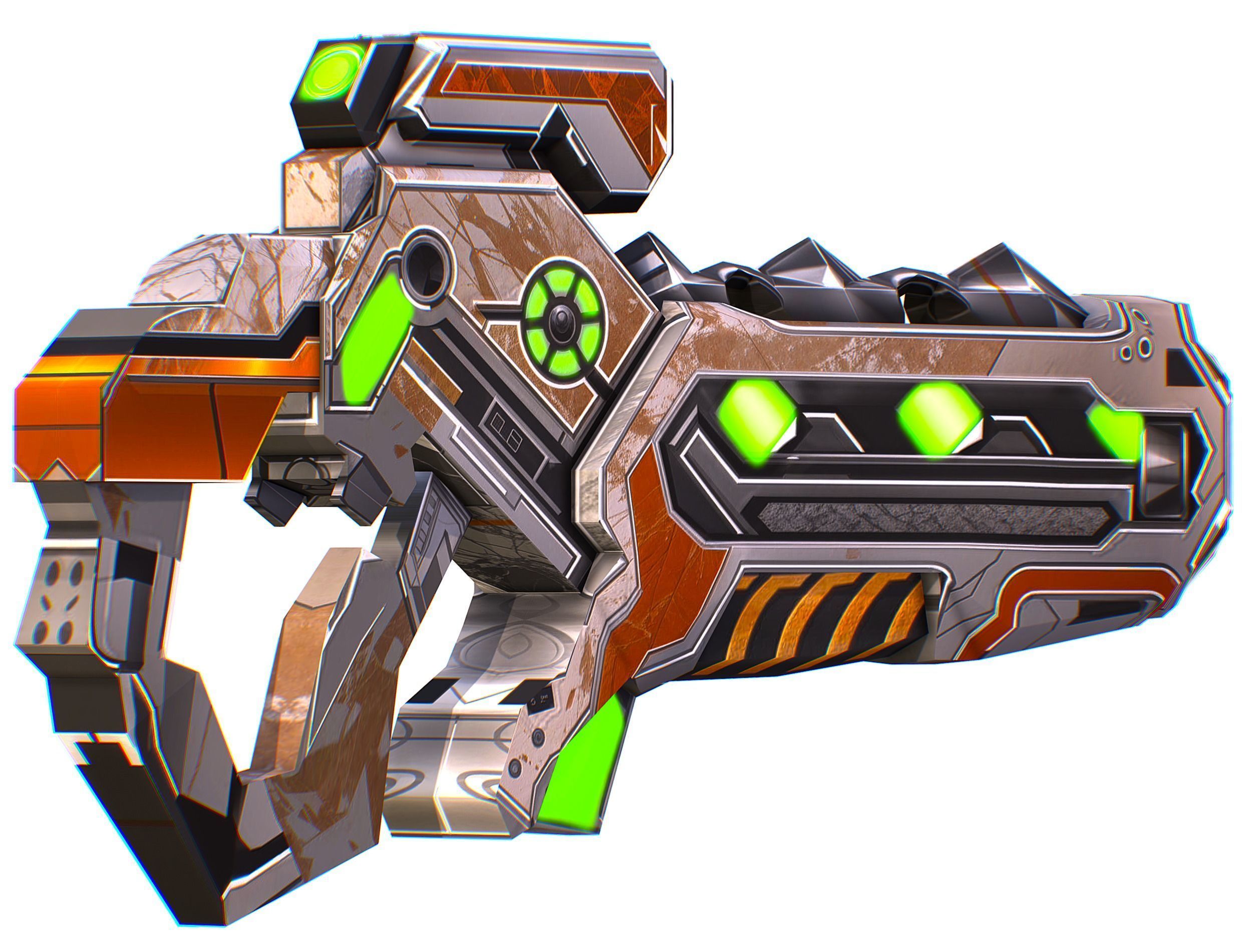 Assault rifle of the future weapon gun Nuff barrel blaster laser Low-poly 3D model_3