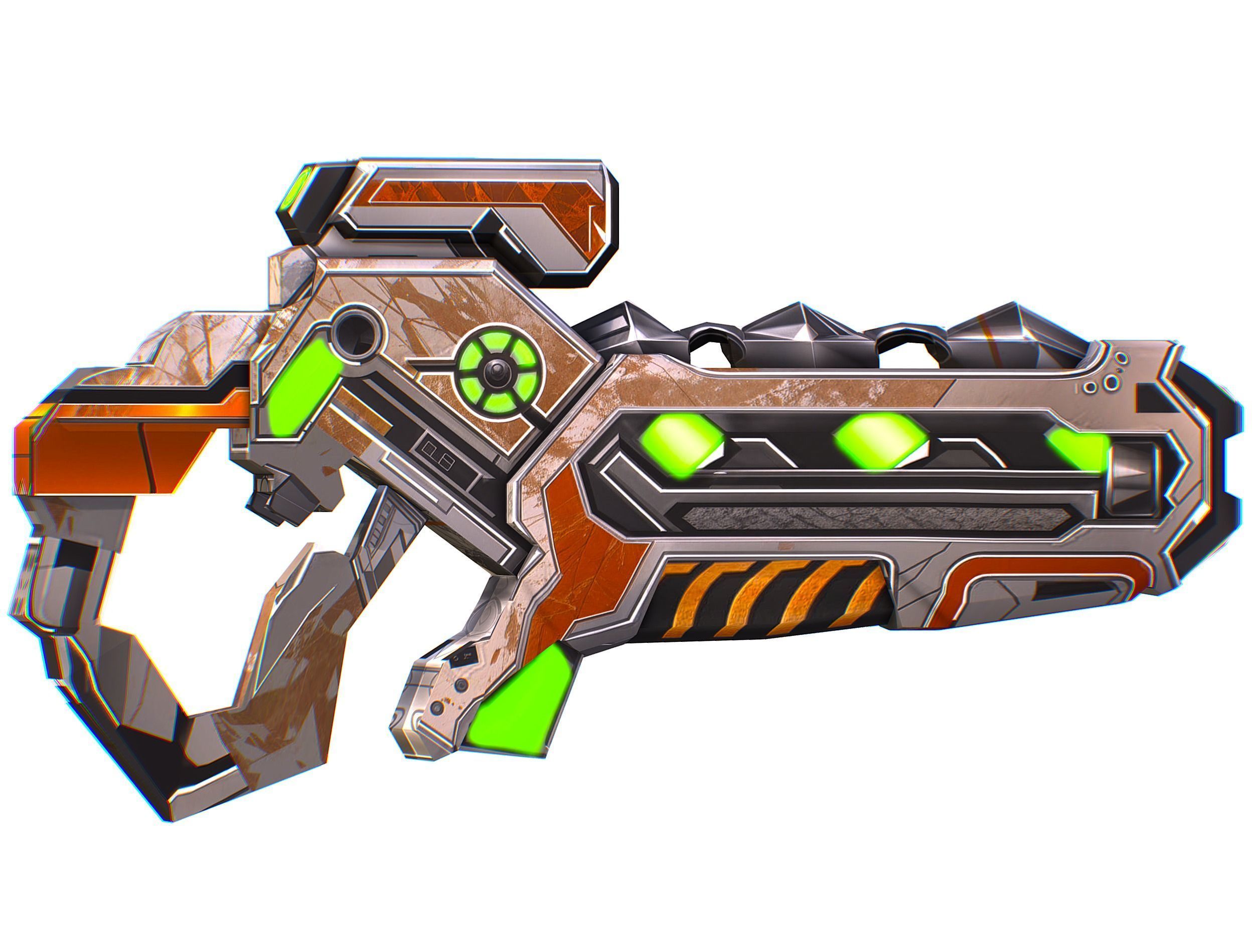 Assault rifle of the future weapon gun Nuff barrel blaster laser Low-poly 3D model_1