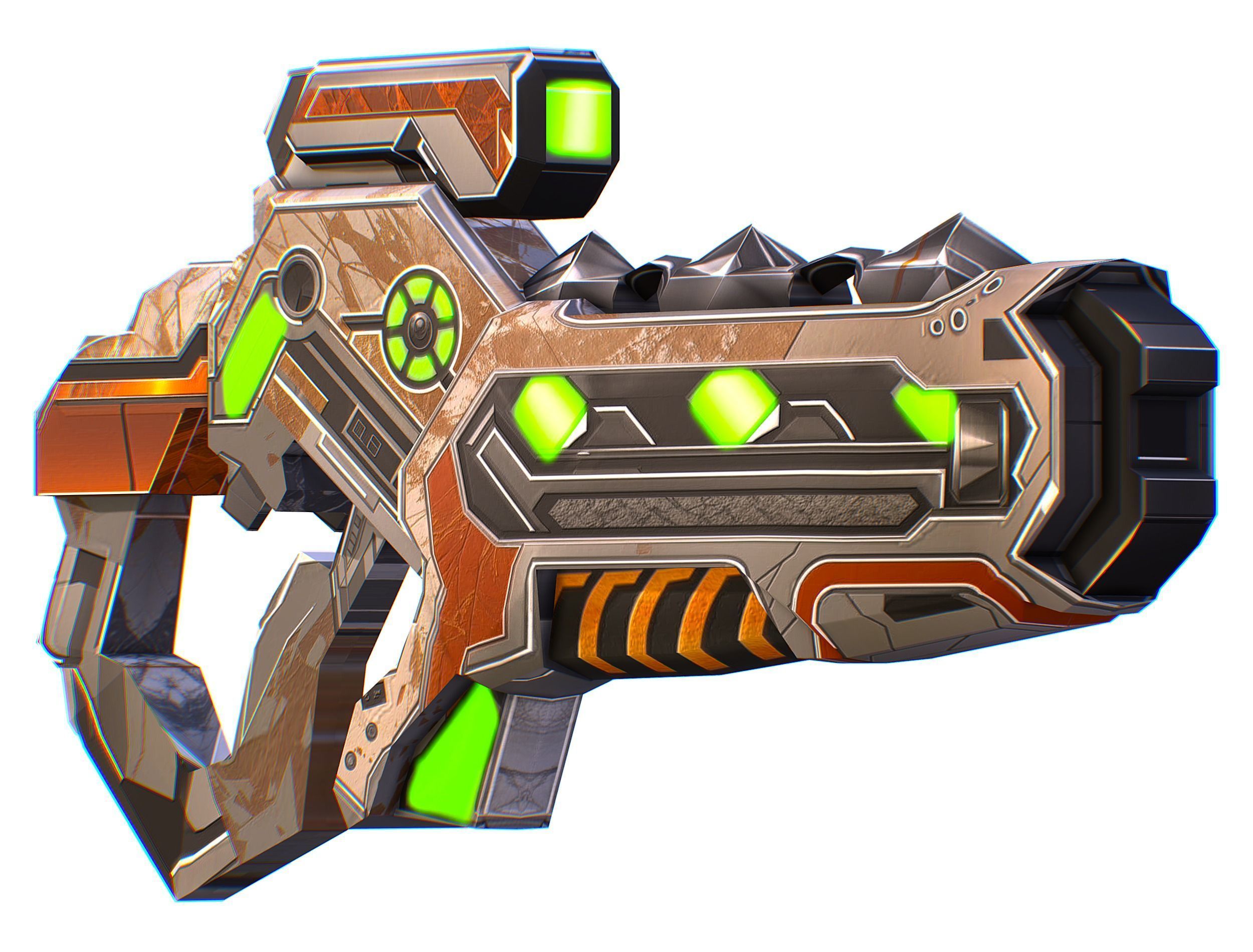 Assault rifle of the future weapon gun Nuff barrel blaster laser Low-poly 3D model_20