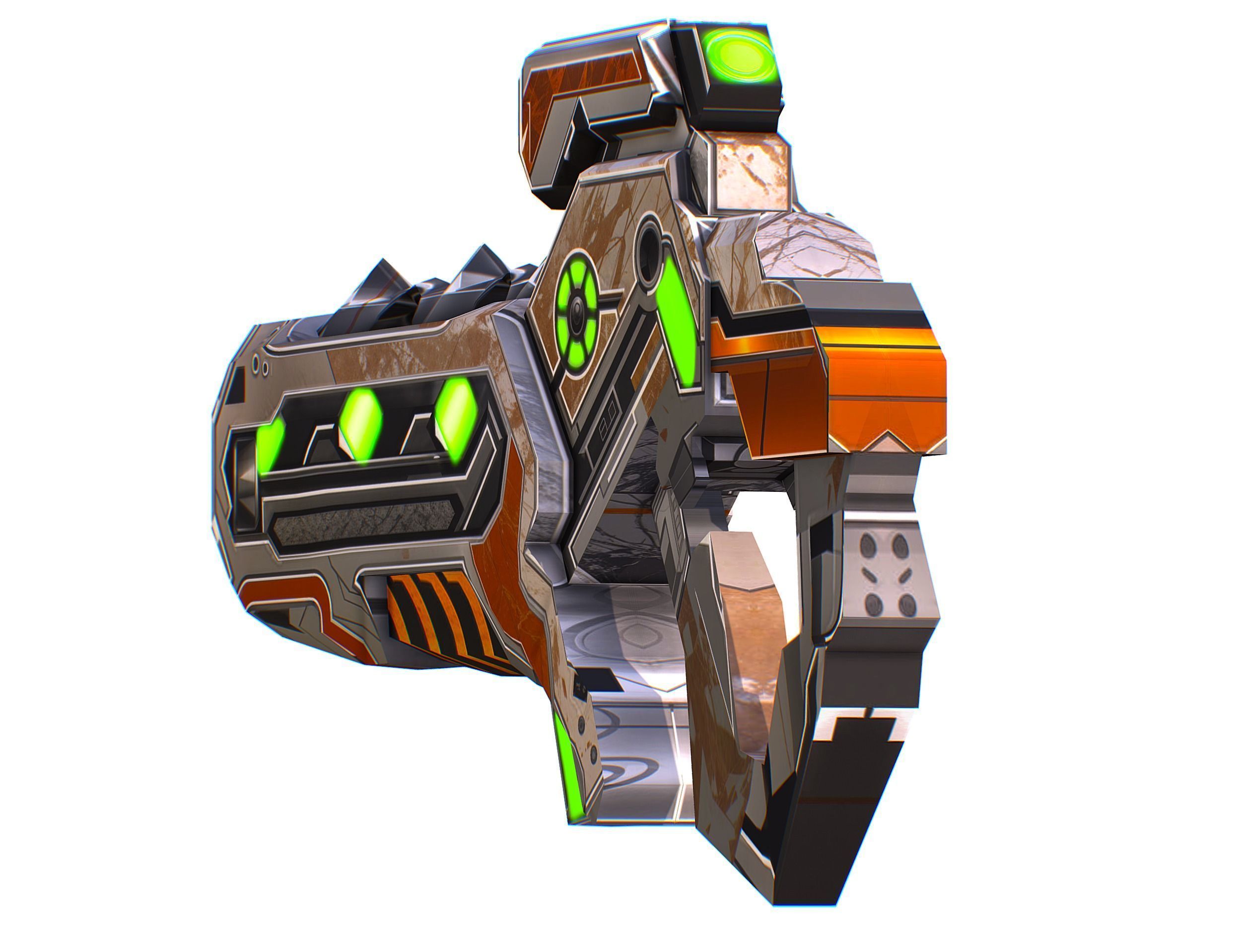 Assault rifle of the future weapon gun Nuff barrel blaster laser Low-poly 3D model_8