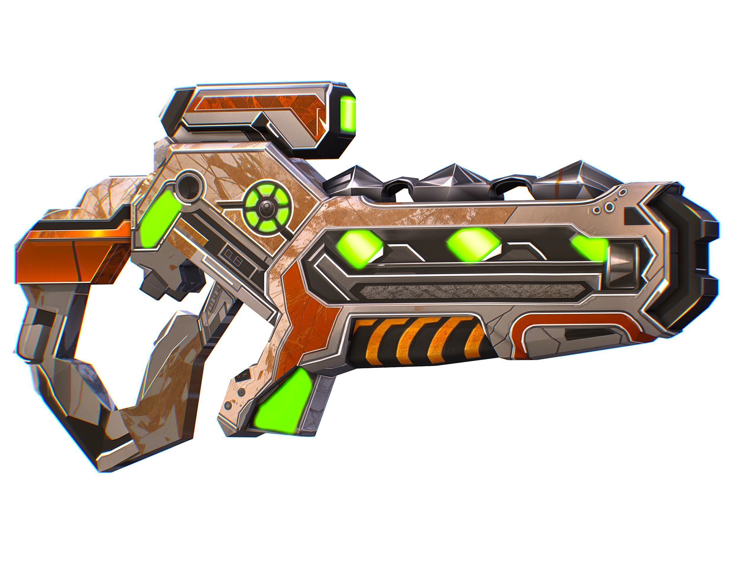 Assault rifle of the future weapon gun Nuff barrel blaster laser Low-poly 3D model_21