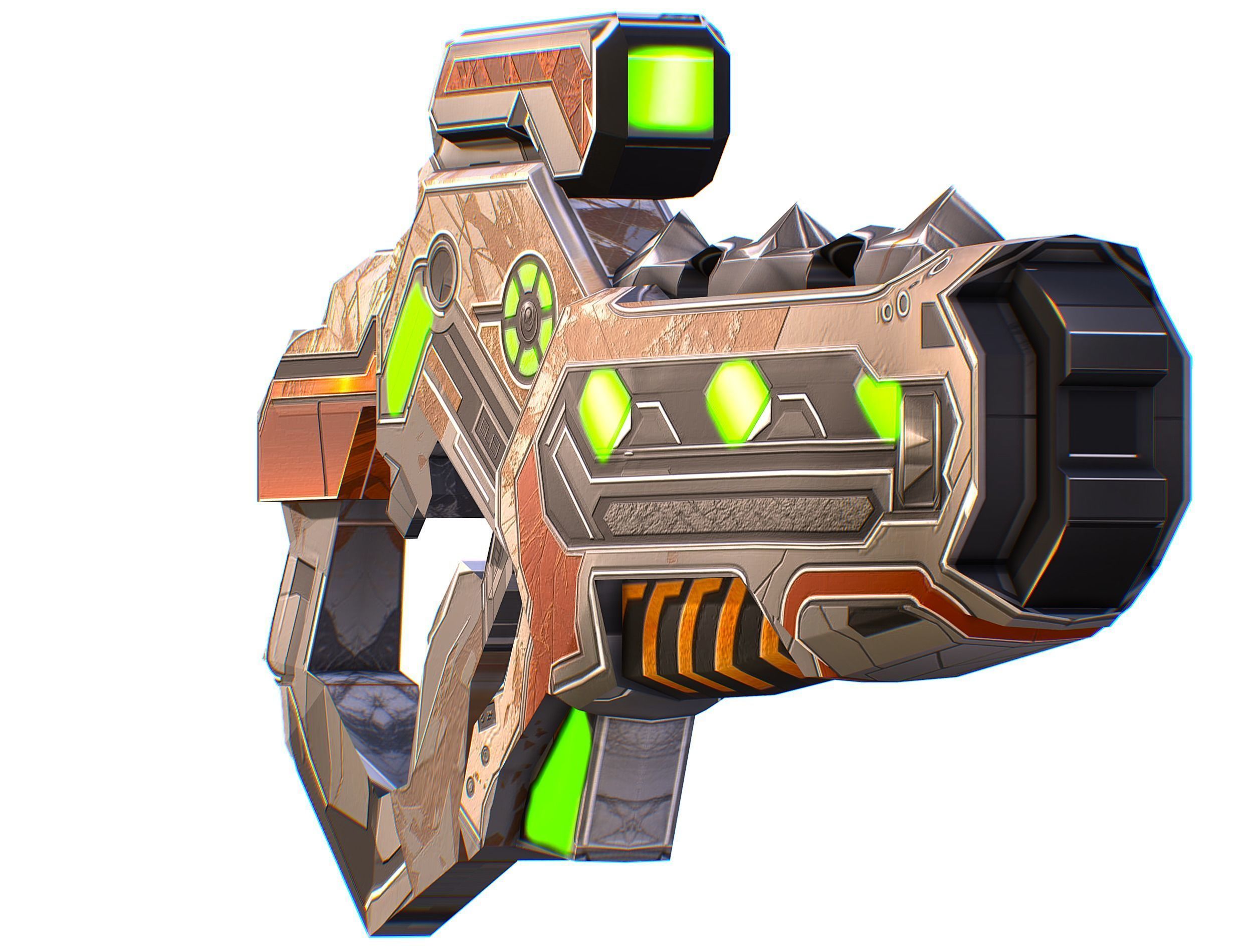 Assault rifle of the future weapon gun Nuff barrel blaster laser Low-poly 3D model_19