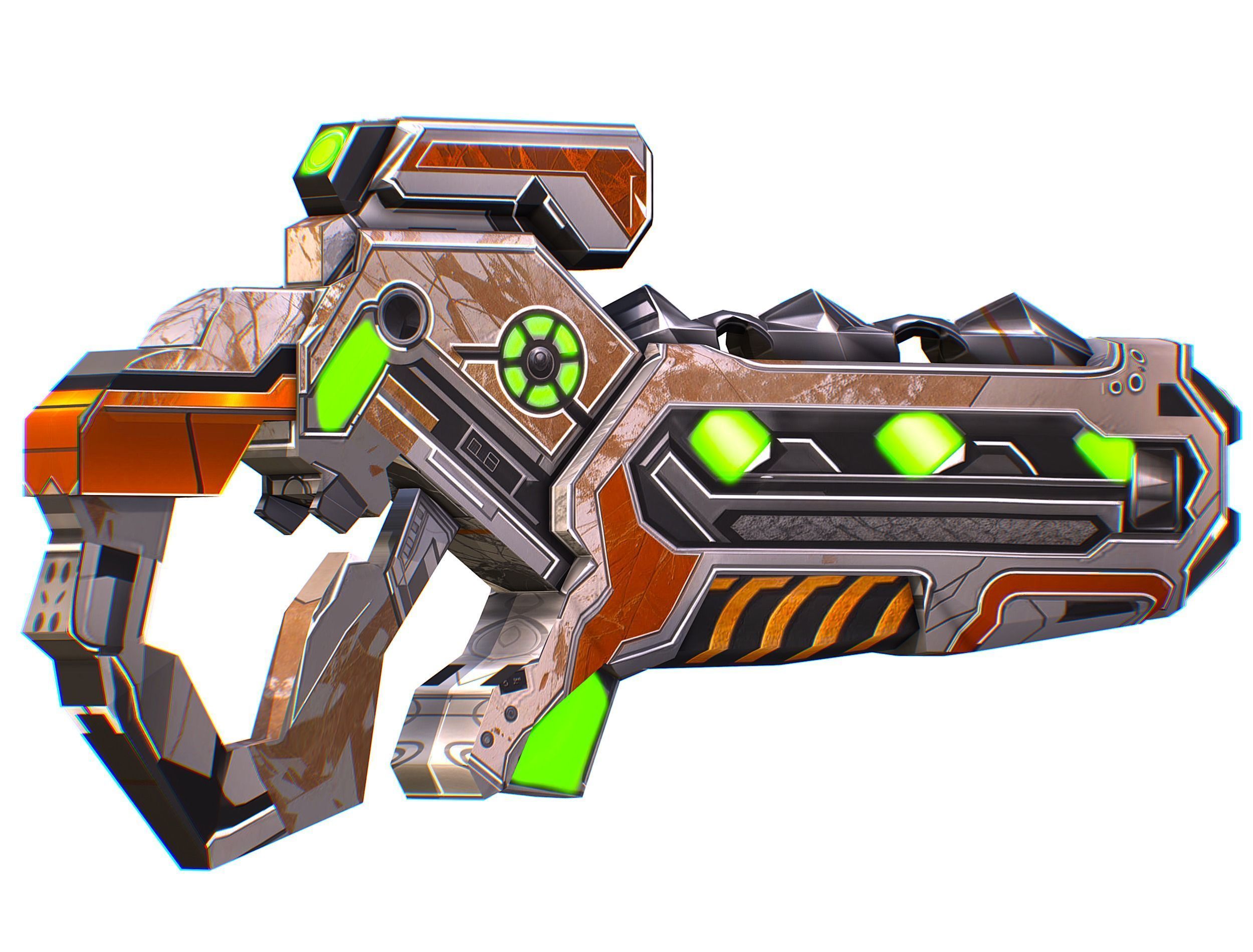 Assault rifle of the future weapon gun Nuff barrel blaster laser Low-poly 3D model_2