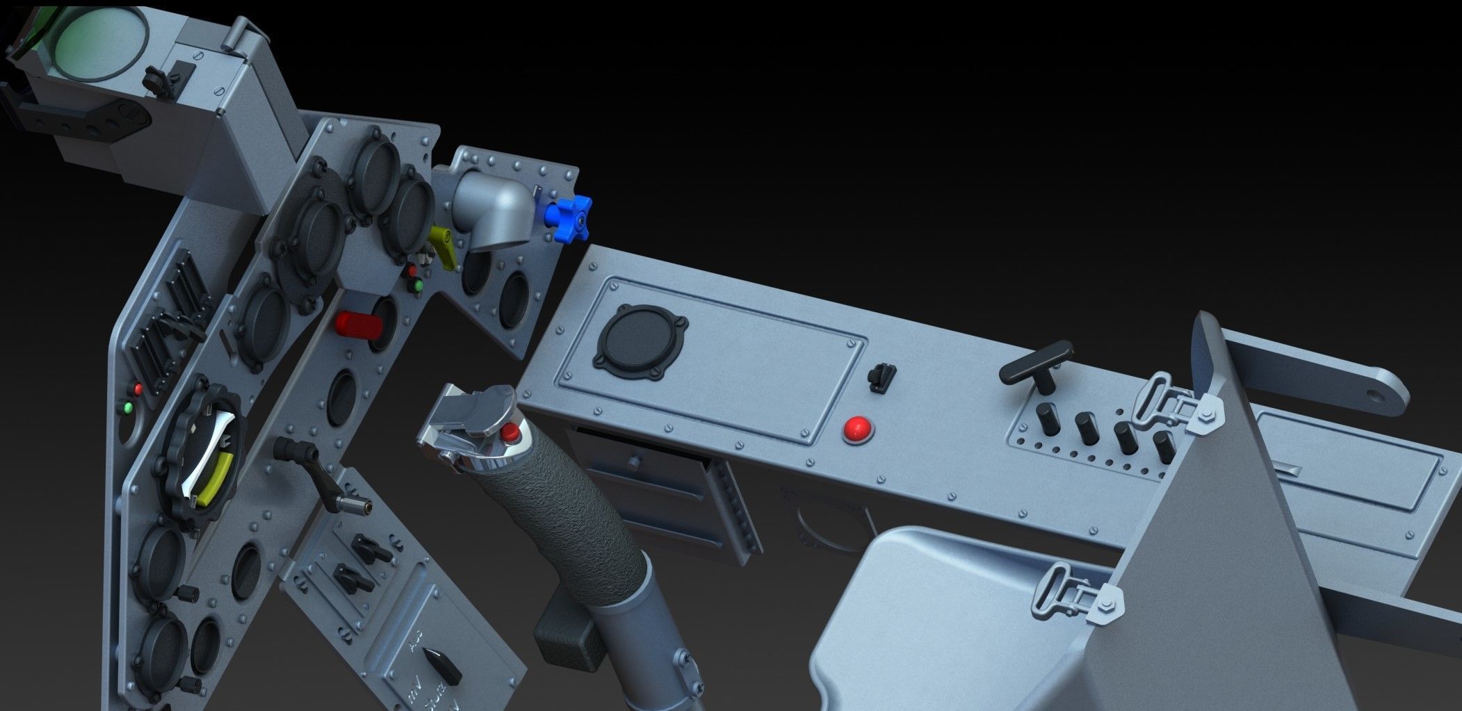 FW190 Complete cockpit high definition 3D print model_32