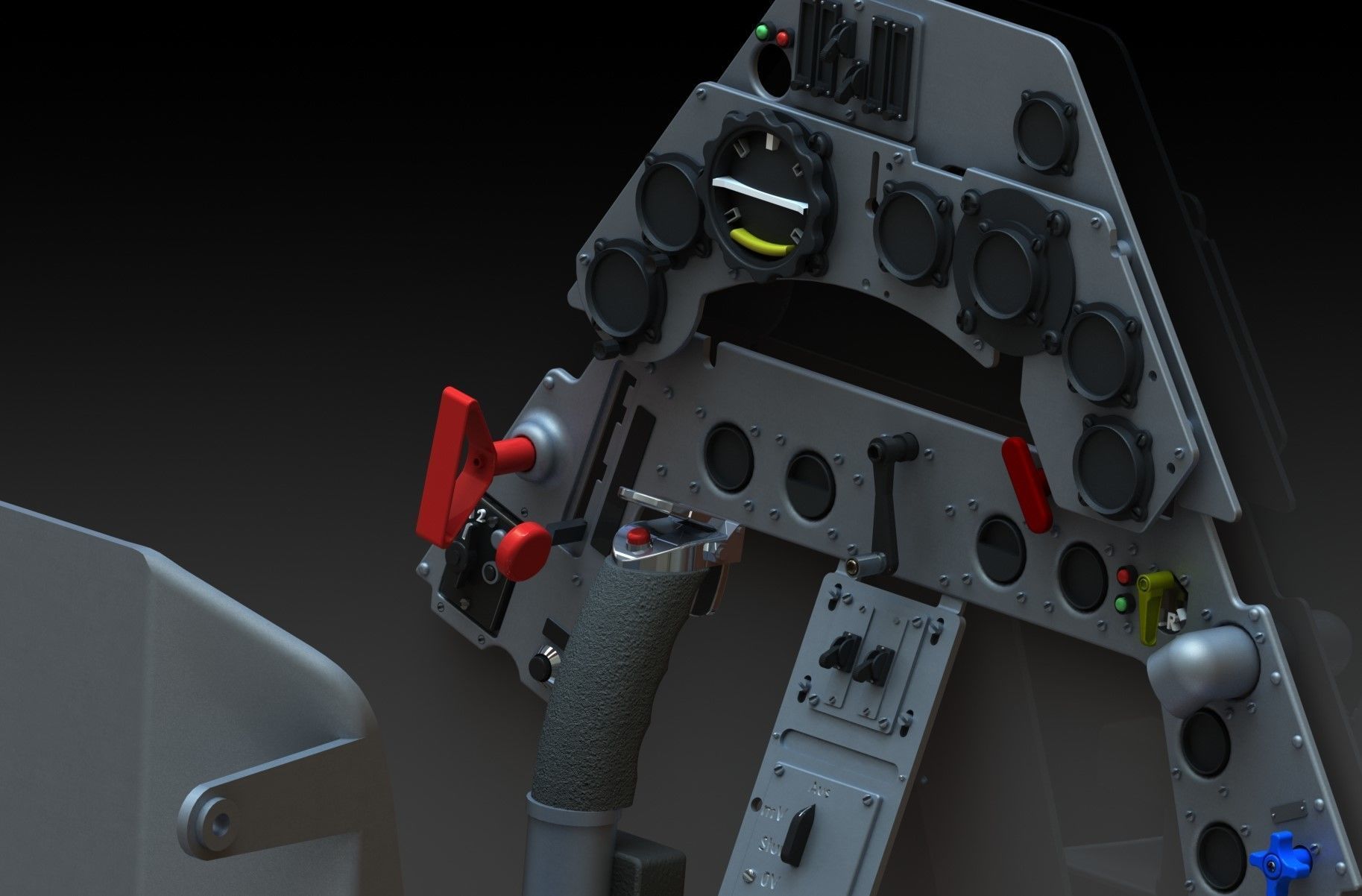 FW190 Complete cockpit high definition 3D print model_14