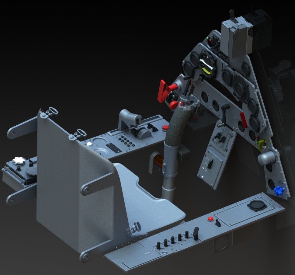FW190 Complete cockpit high definition 3D print model_9